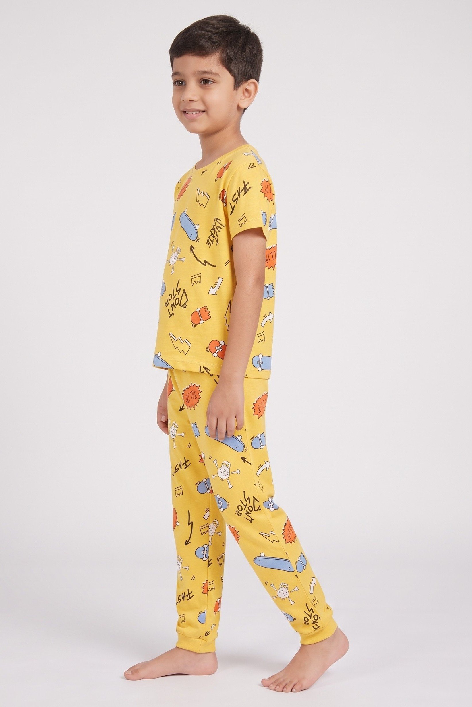 Kids Boy 2 Pieces Graphic Print Top And Pants Sleepwear Set, Multicolor