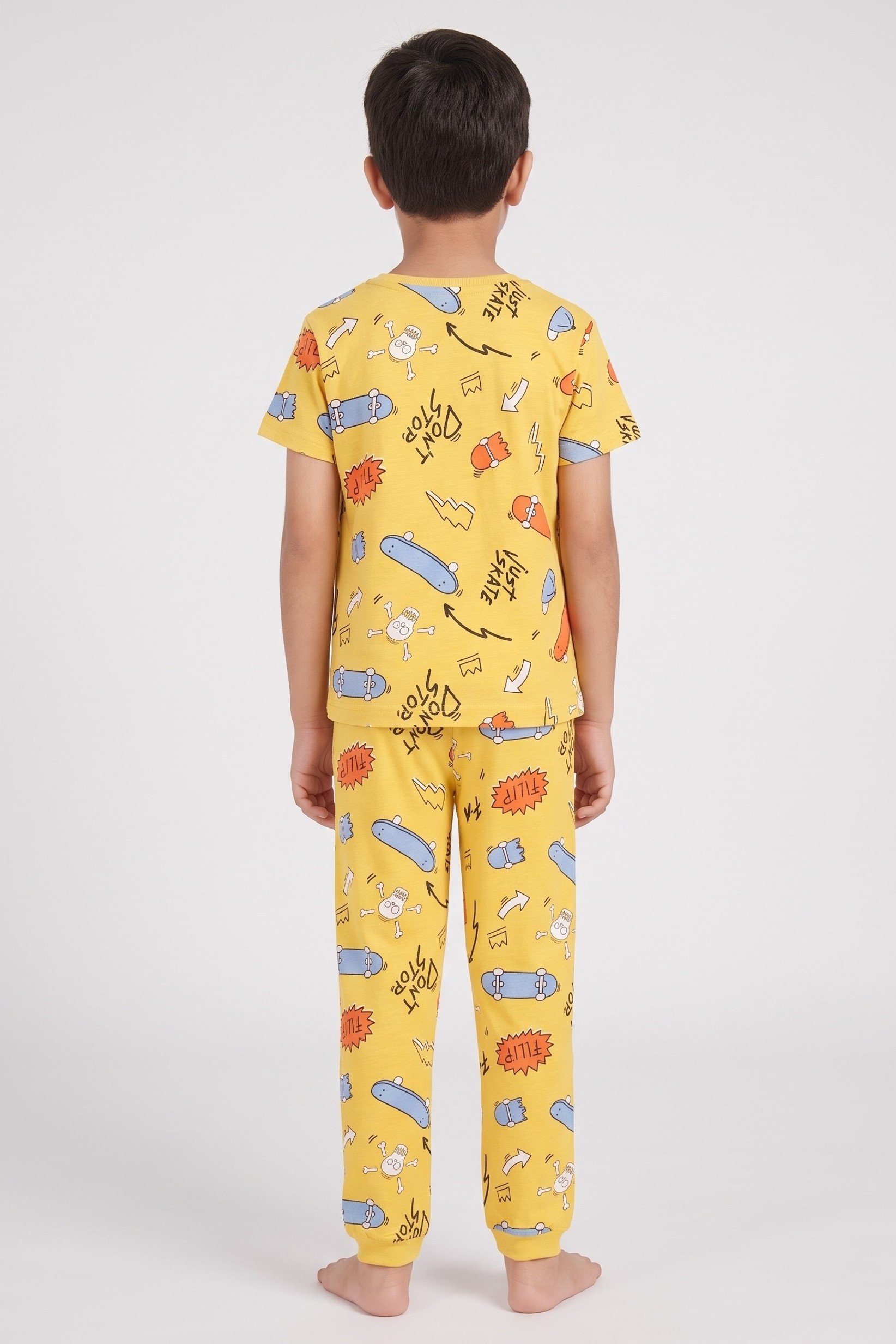 Kids Boy 2 Pieces Graphic Print Top And Pants Sleepwear Set, Multicolor