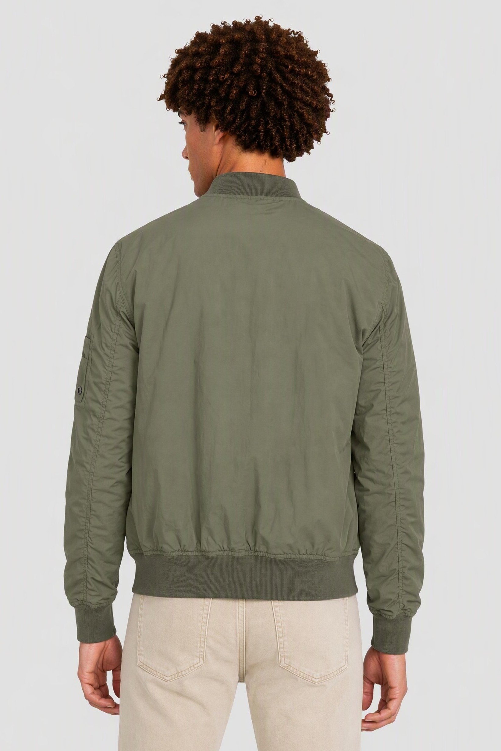 Men Embroidered Bomber Jacket, Olive