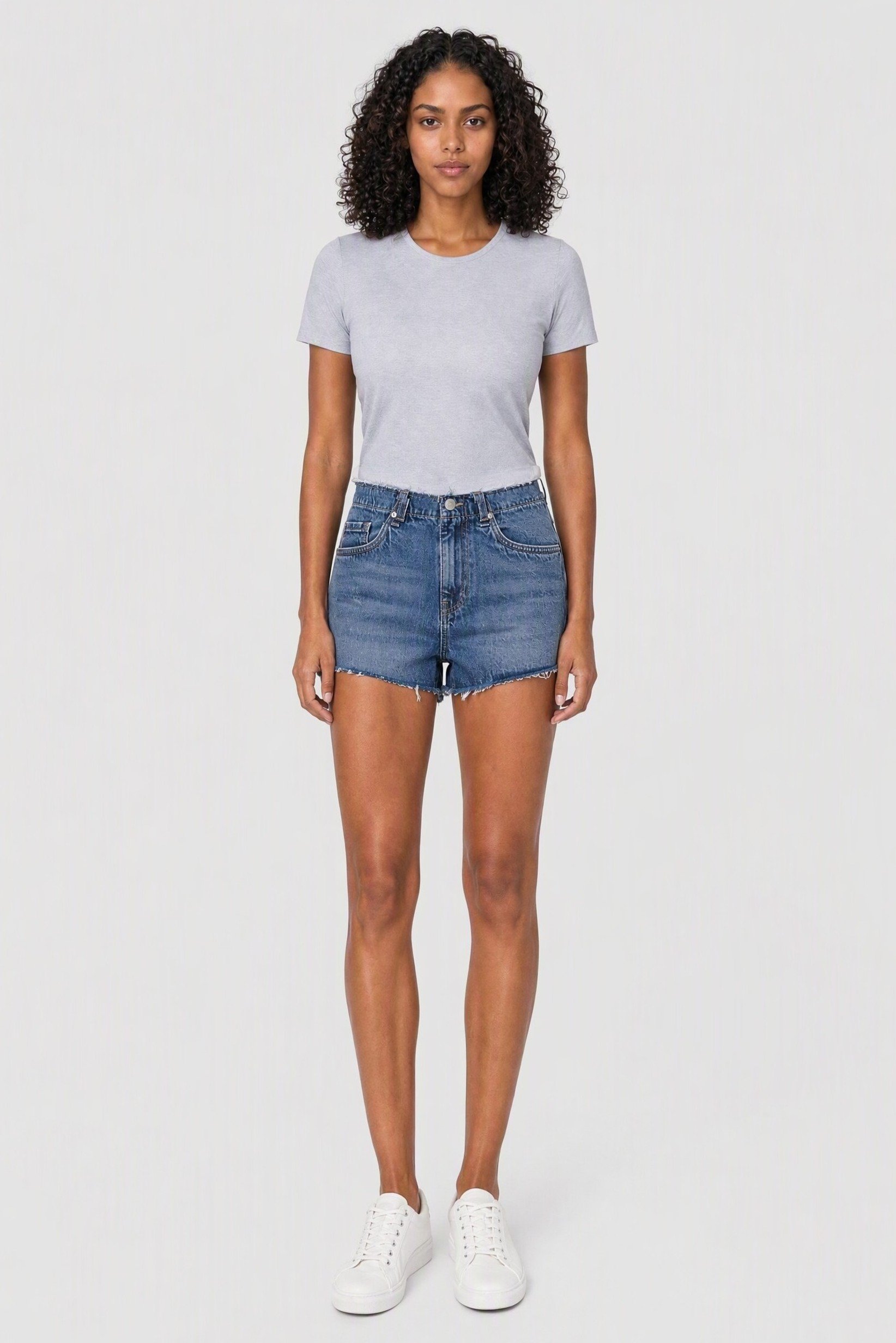 Women Washed Denim Shorts, Blue