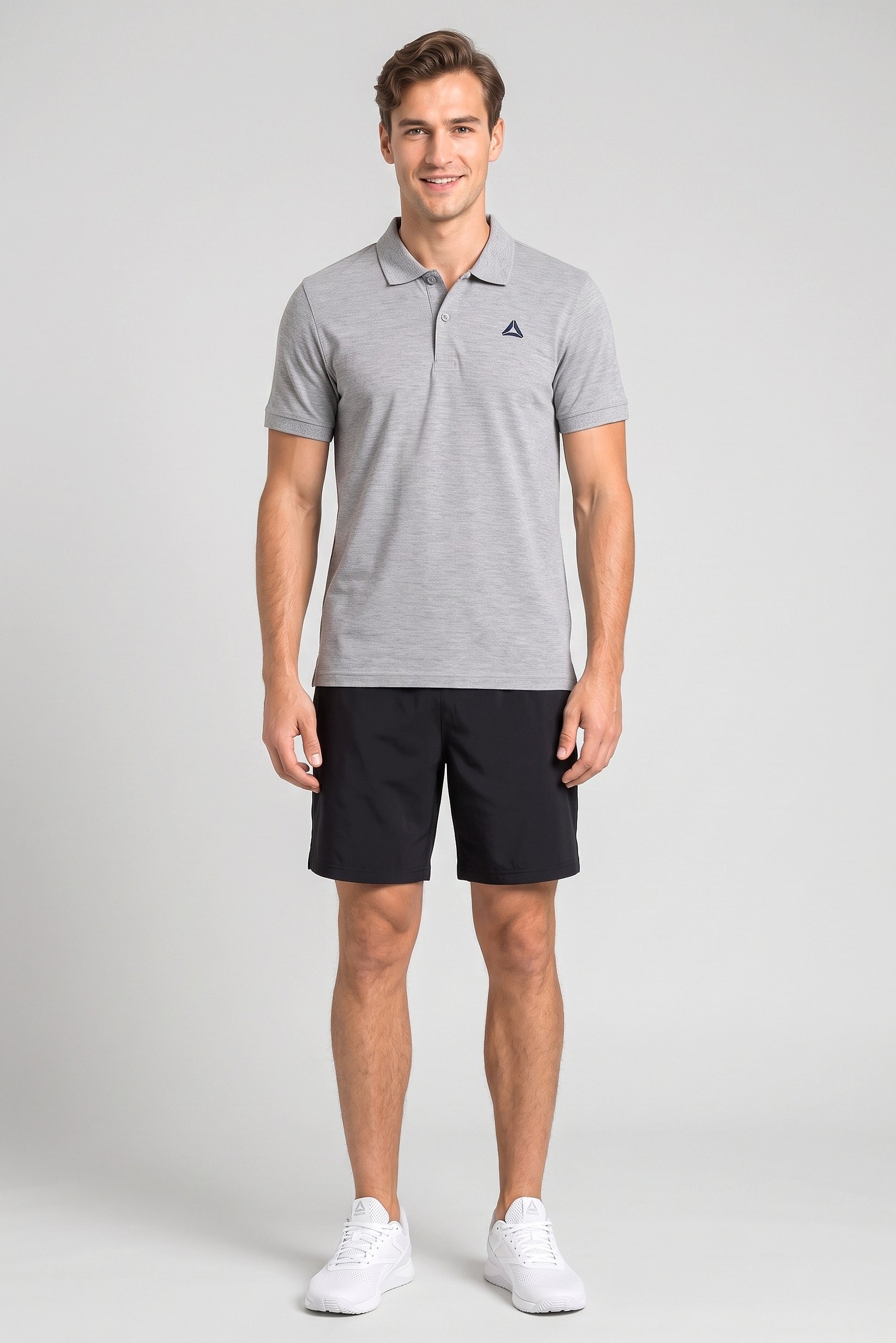 Men Sportswear Fit Short Sleeve Outdoor Polo Shirt, Grey
