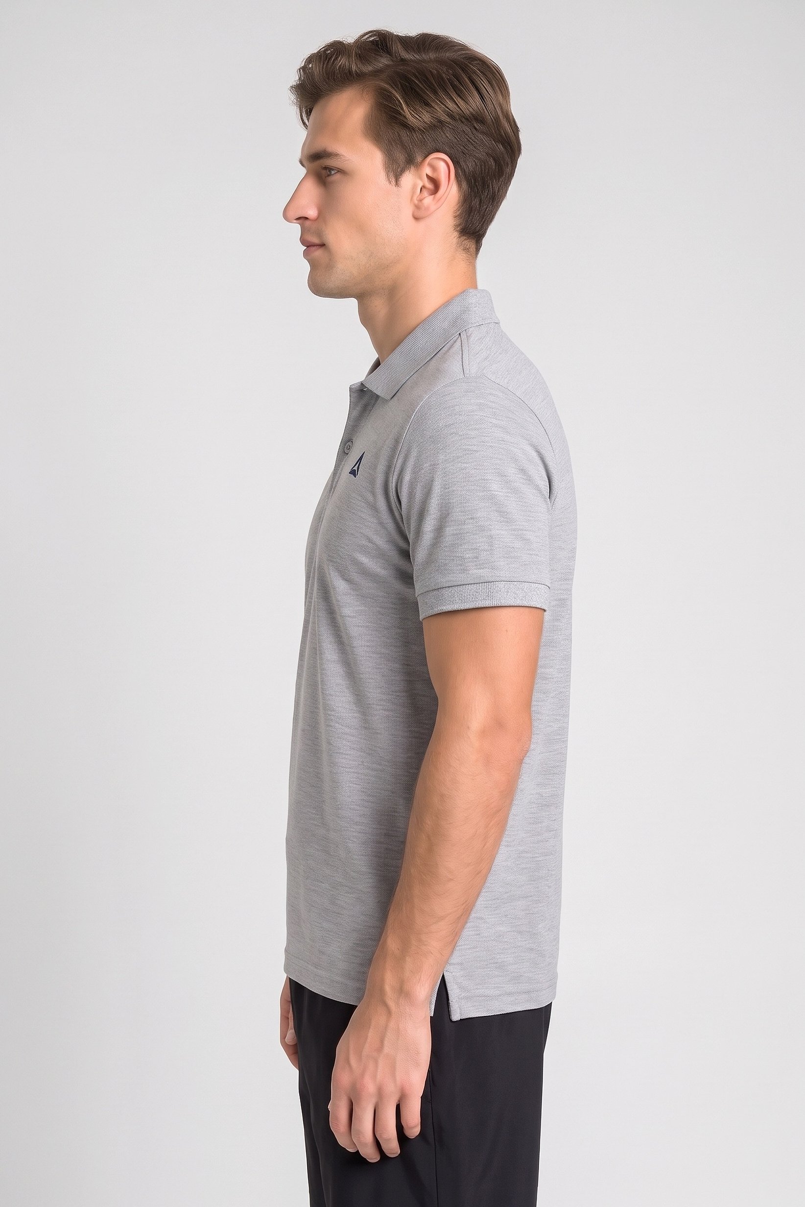 Men Sportswear Fit Short Sleeve Outdoor Polo Shirt, Grey