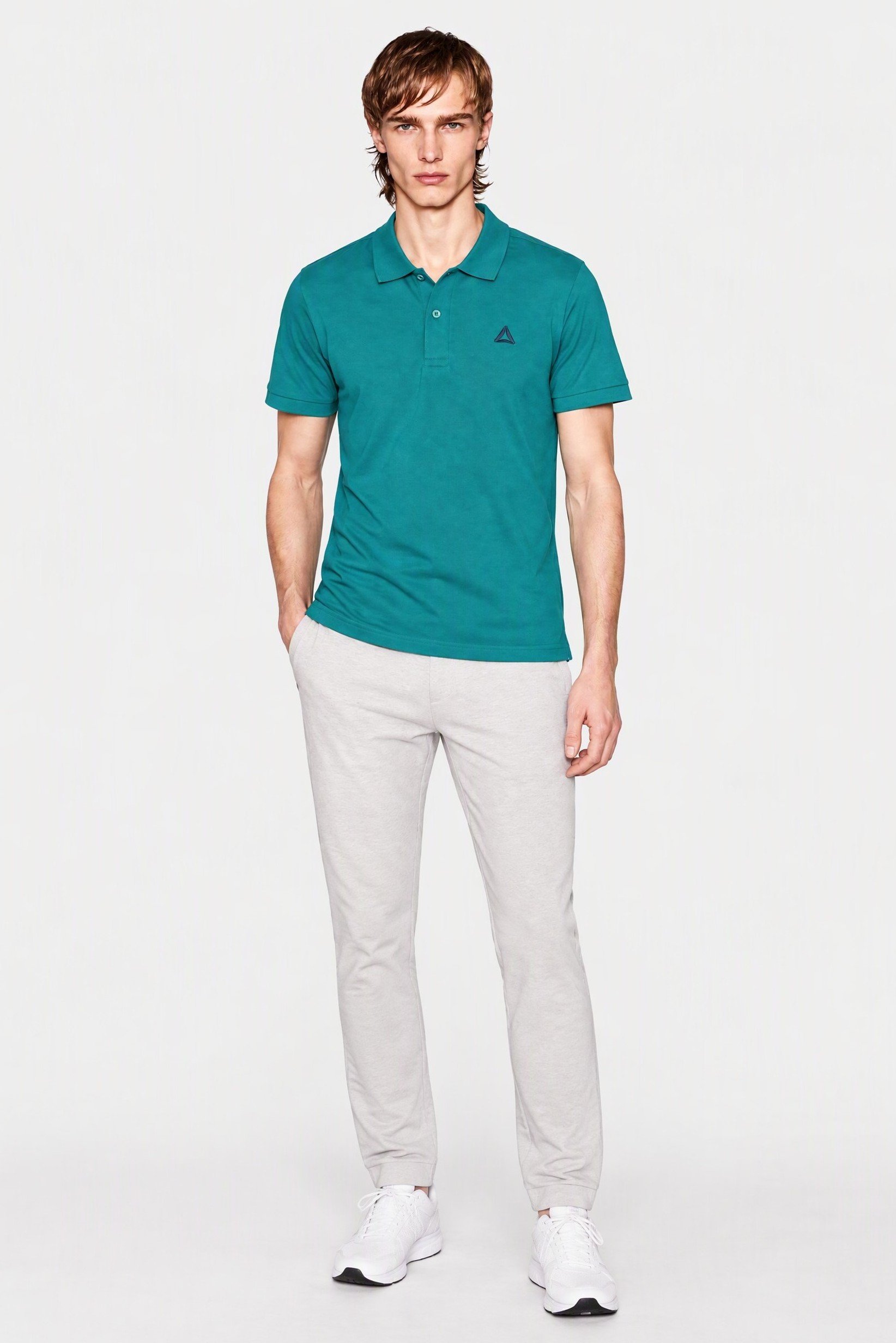 Men Regular Fit Solid Short Sleeve Polo Shirt, Dark Tarquoise