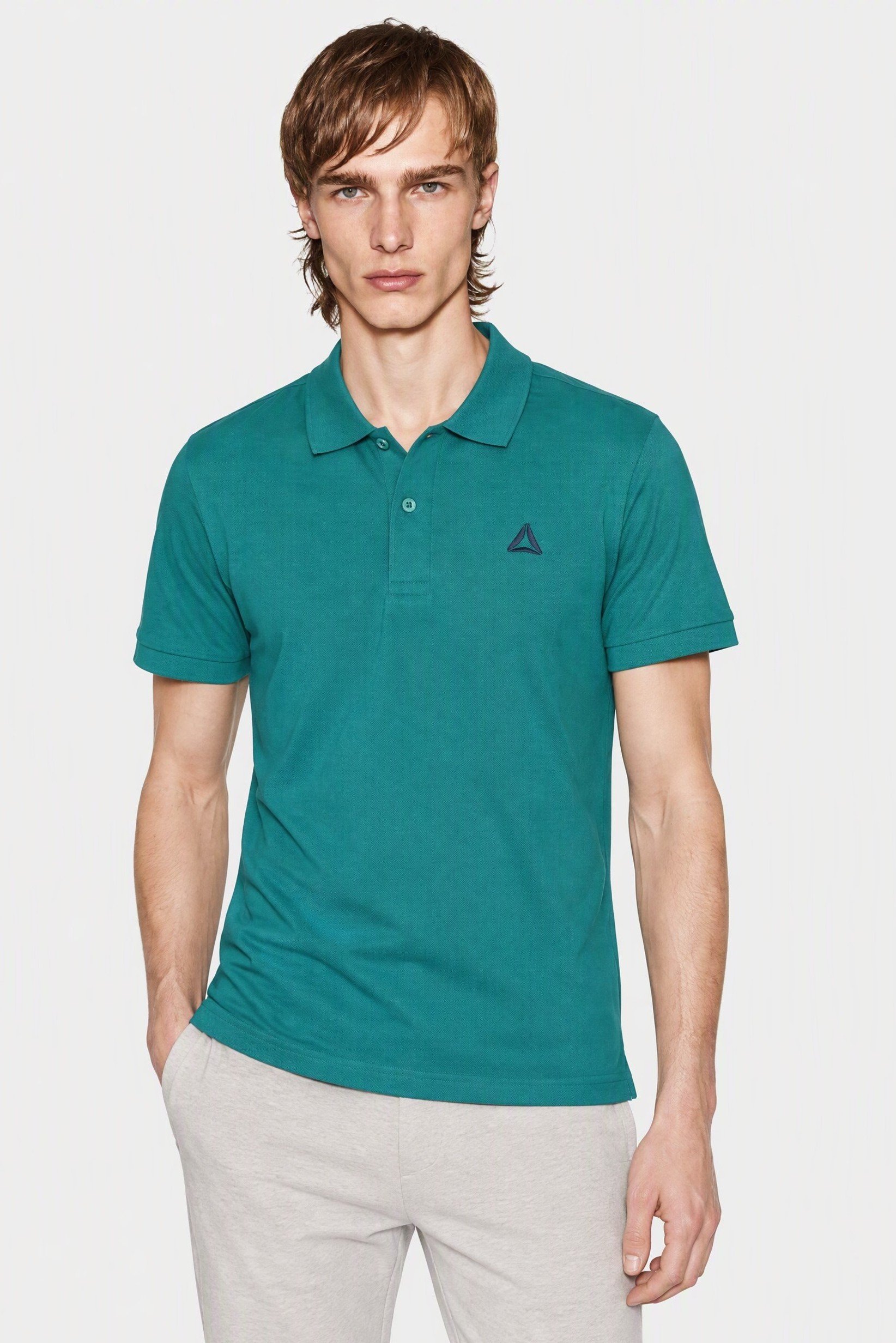 Men Regular Fit Solid Short Sleeve Polo Shirt, Dark Tarquoise