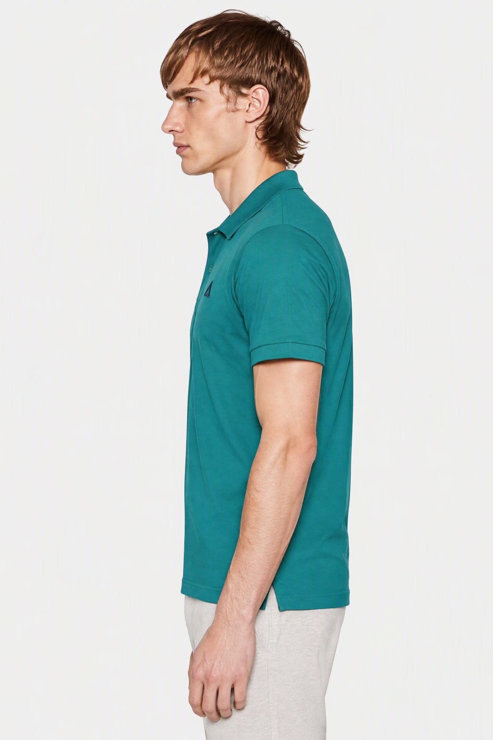 Men Regular Fit Solid Short Sleeve Polo Shirt, Dark Tarquoise