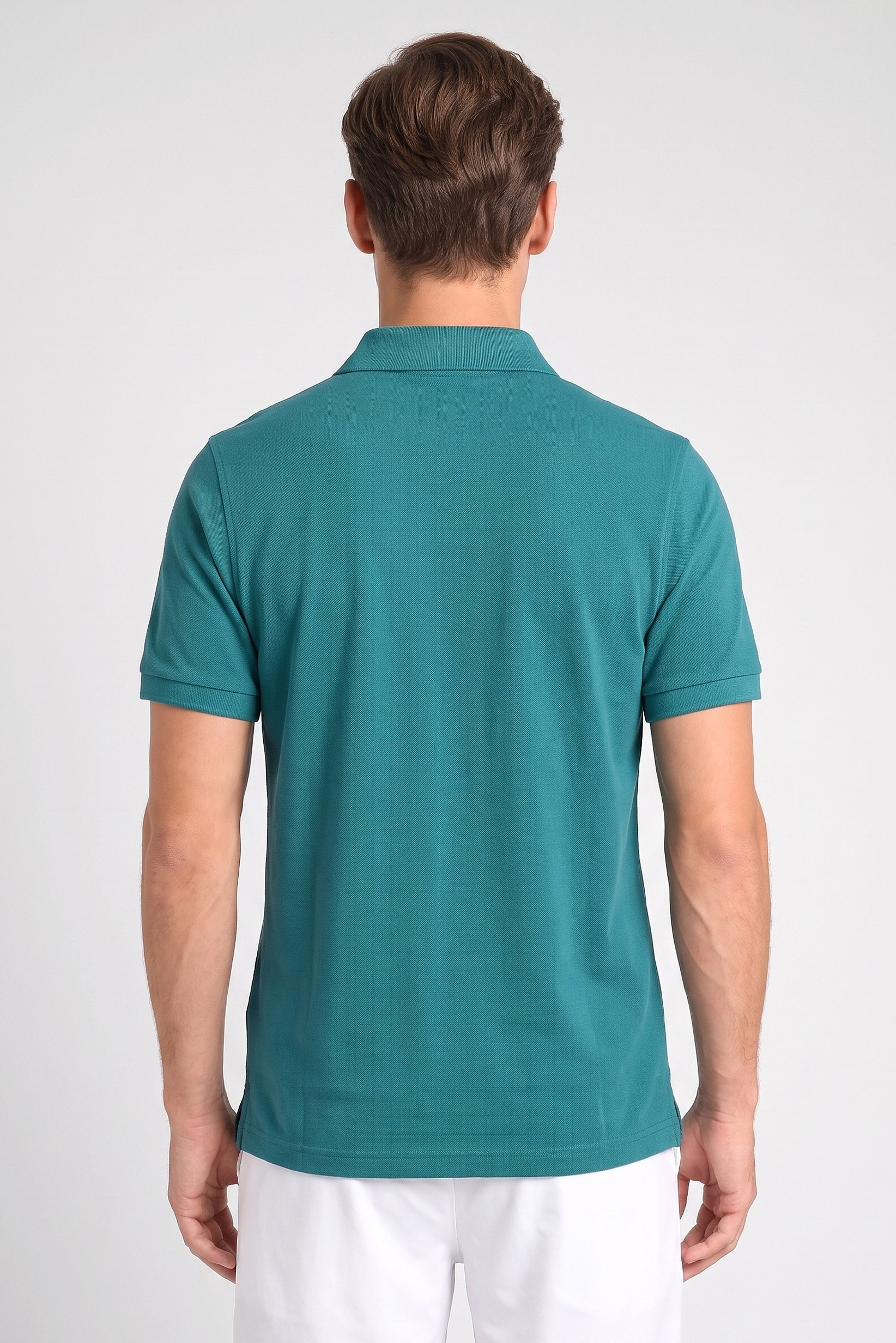 Men Regular Fit Solid Short Sleeve Polo Shirt, Dark Tarquoise