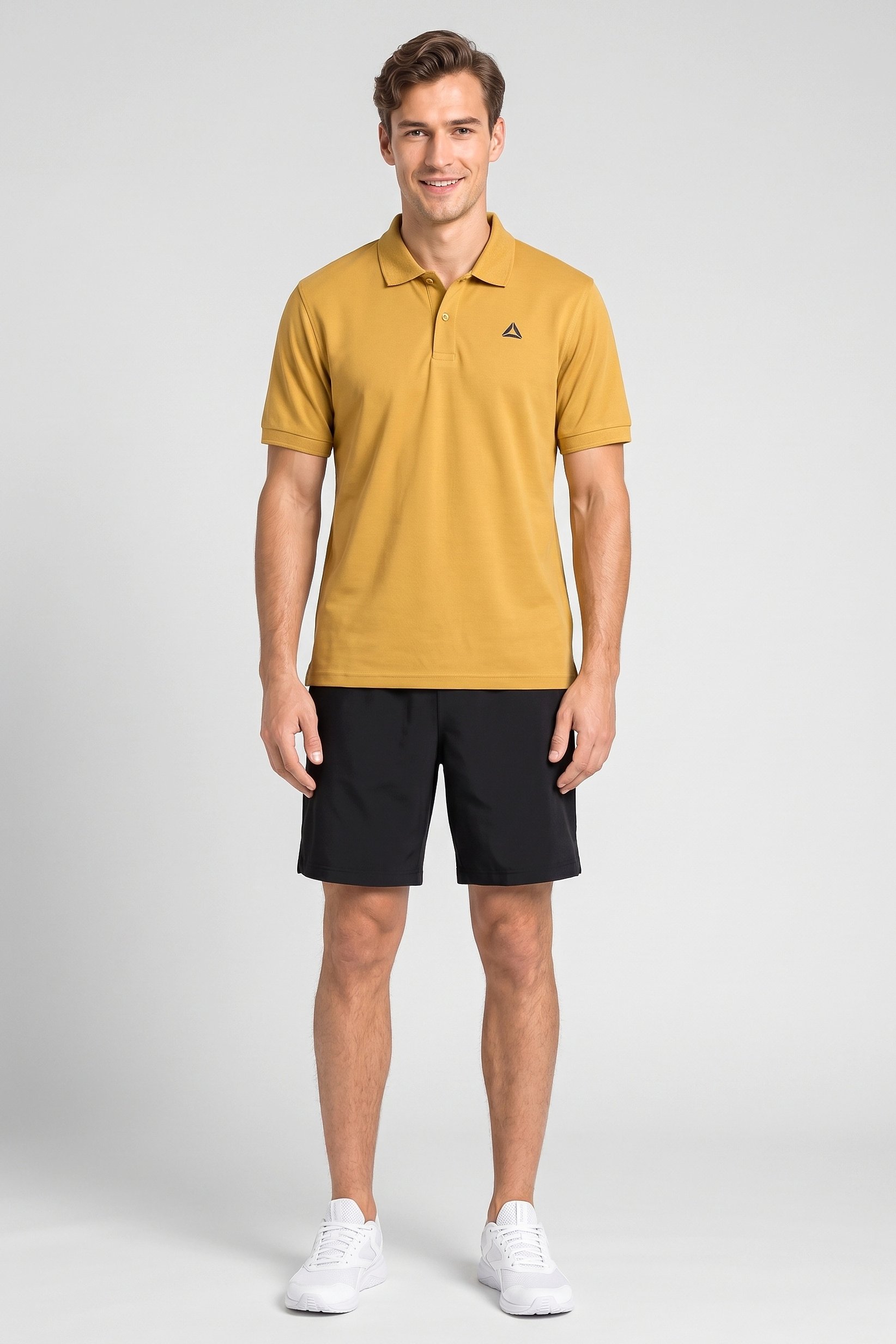 Men Sportswear Fit Short Sleeve Outdoor Polo Shirt, Mustard