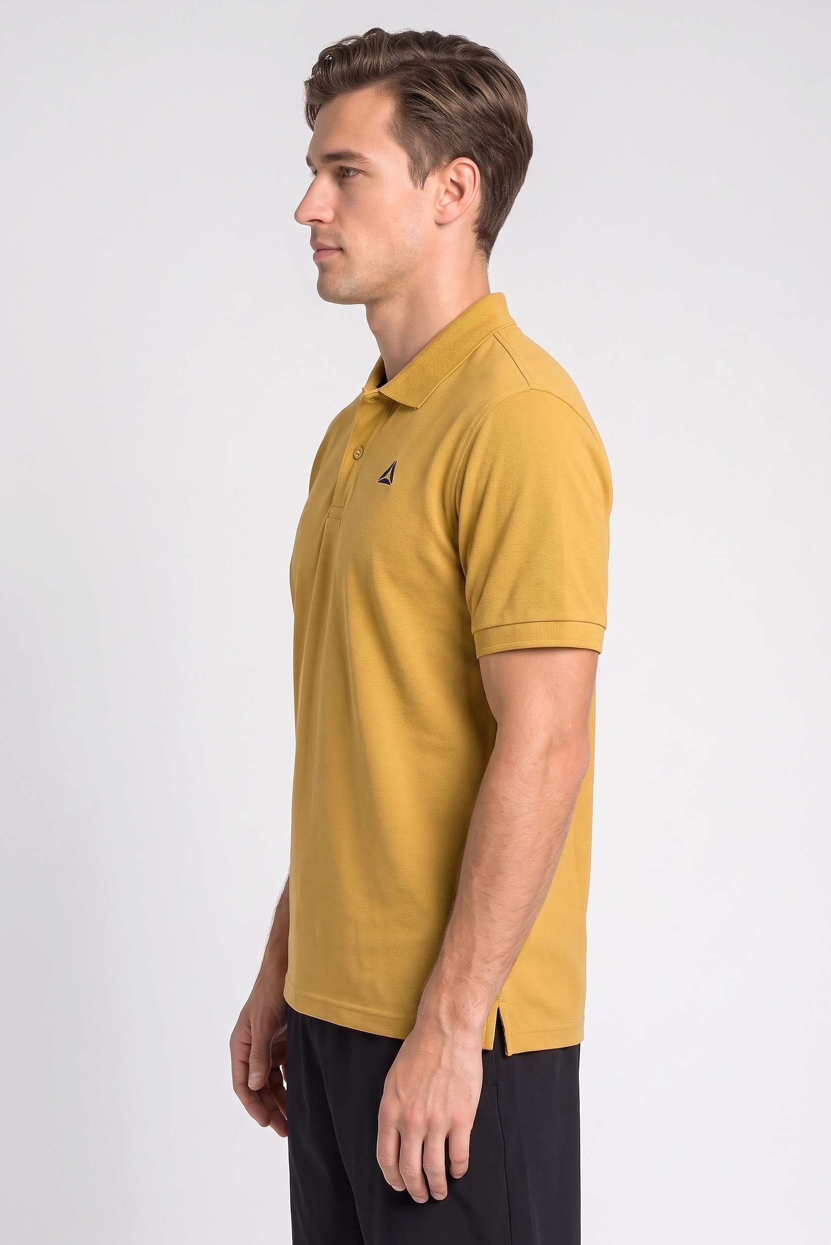 Men Sportswear Fit Short Sleeve Outdoor Polo Shirt, Mustard