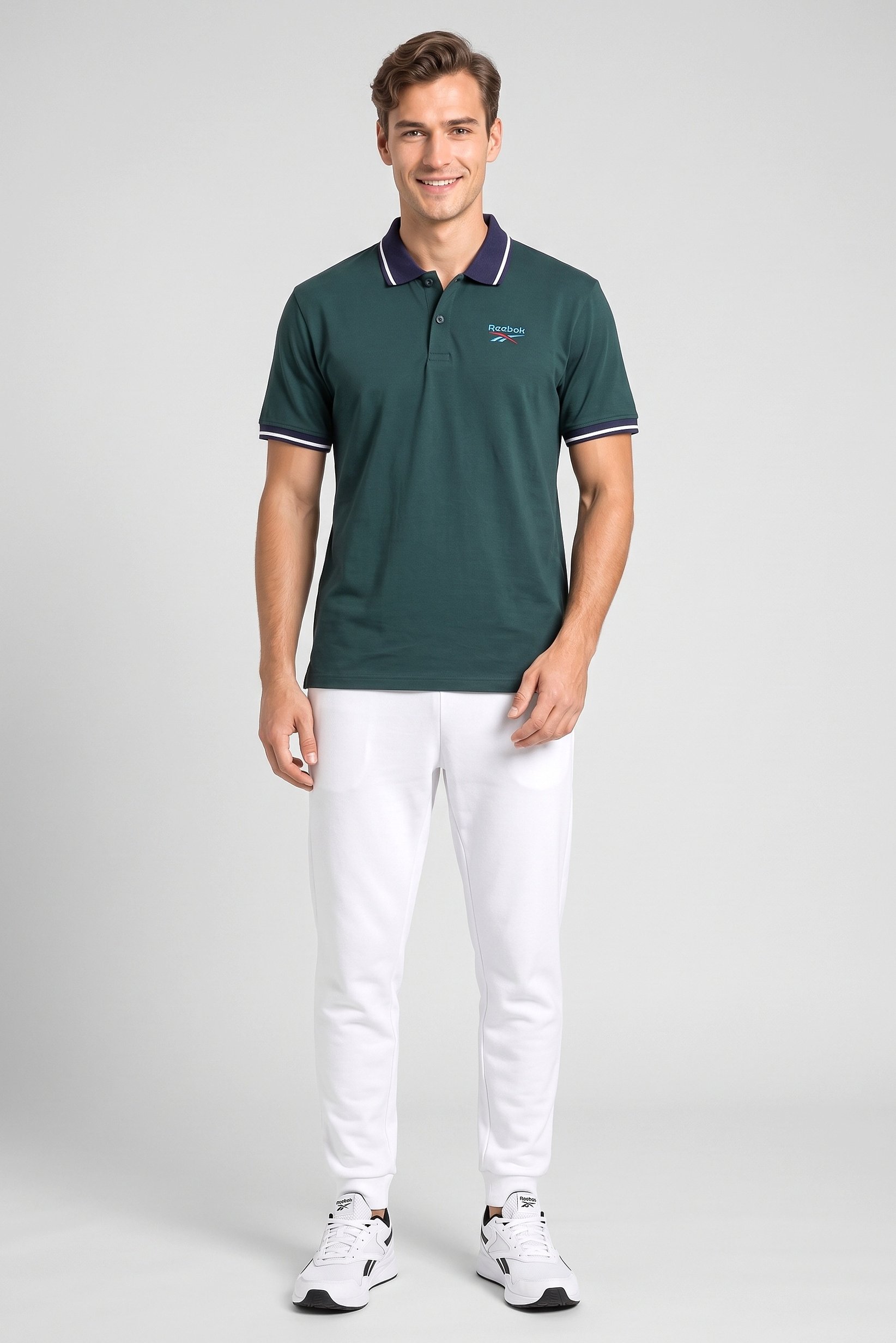Men Sportswear Fit Short Sleeve Outdoor Polo Shirt, Dark Green