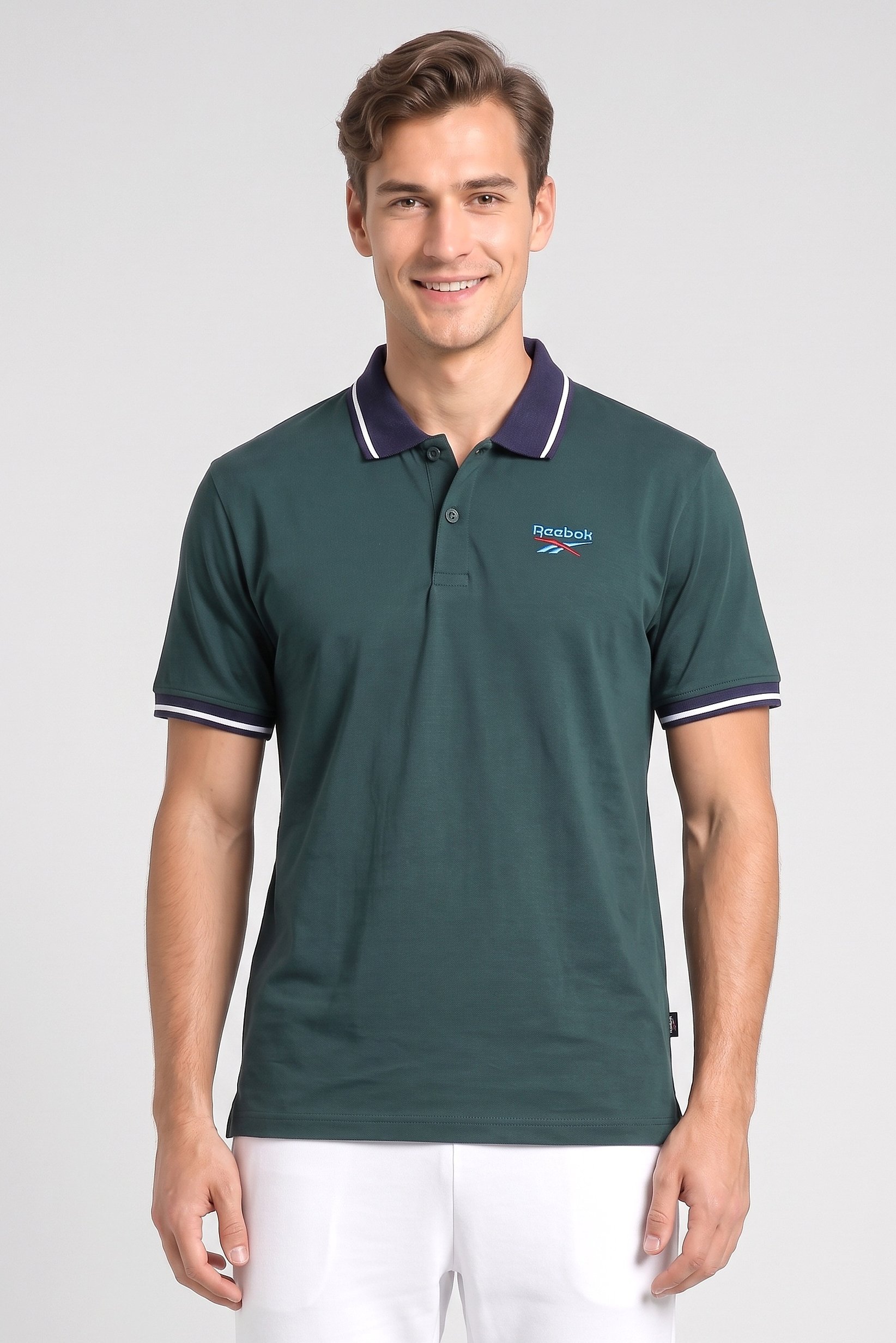 Men Sportswear Fit Short Sleeve Outdoor Polo Shirt, Dark Green