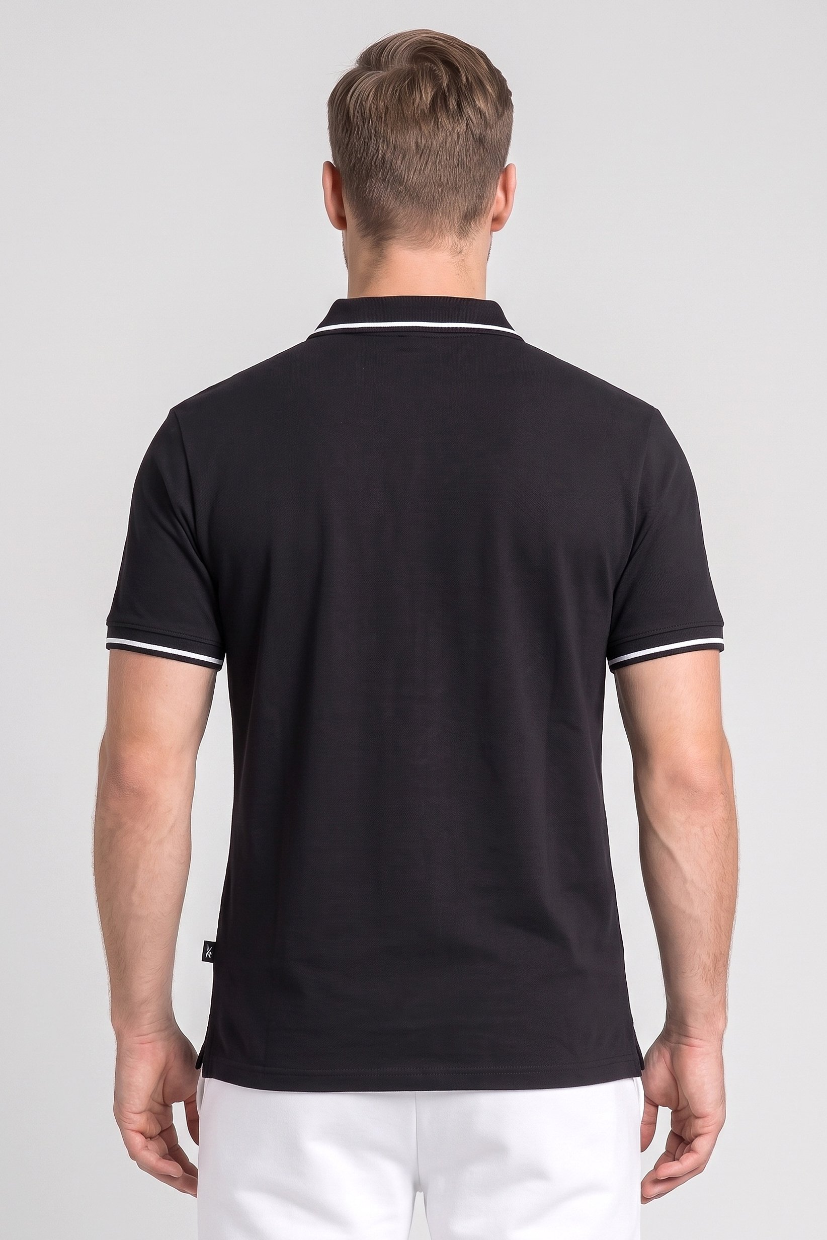 Men Sportswear Fit Short Sleeve Outdoor Polo Shirt, Black