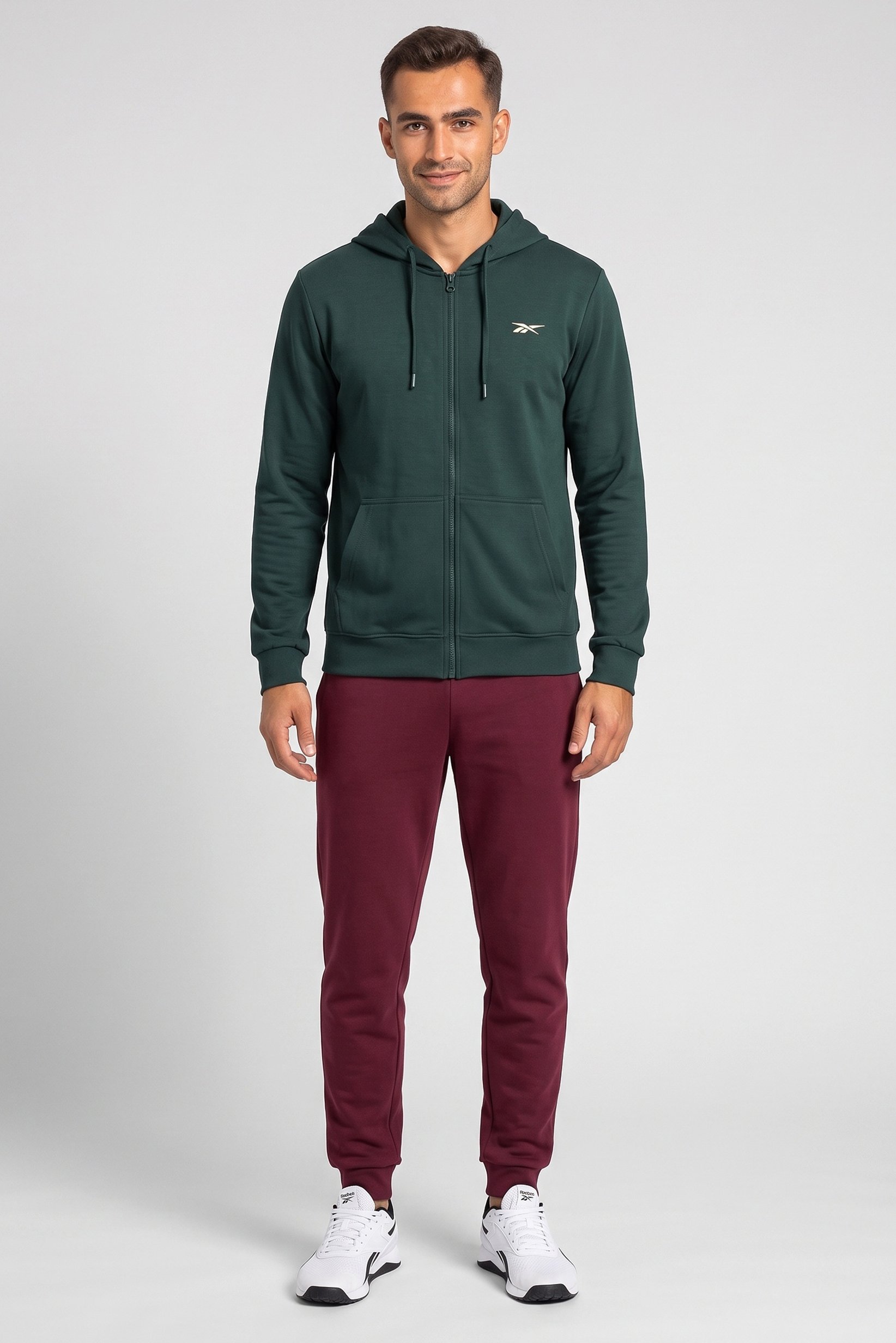 Men Sportswear Fit Long Sleeve Outdoor Hoodie, Dark Green
