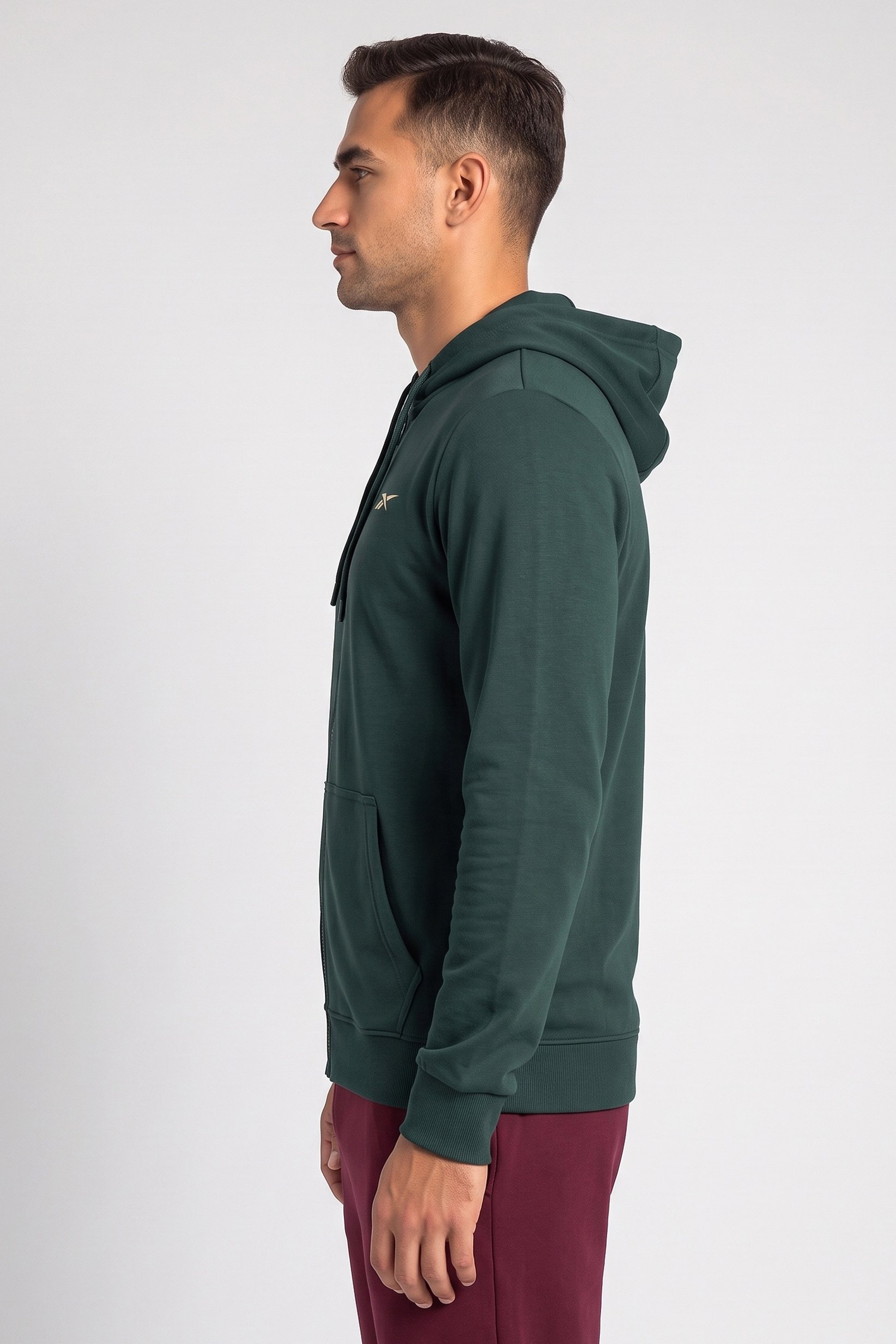 Men Sportswear Fit Long Sleeve Outdoor Hoodie, Dark Green