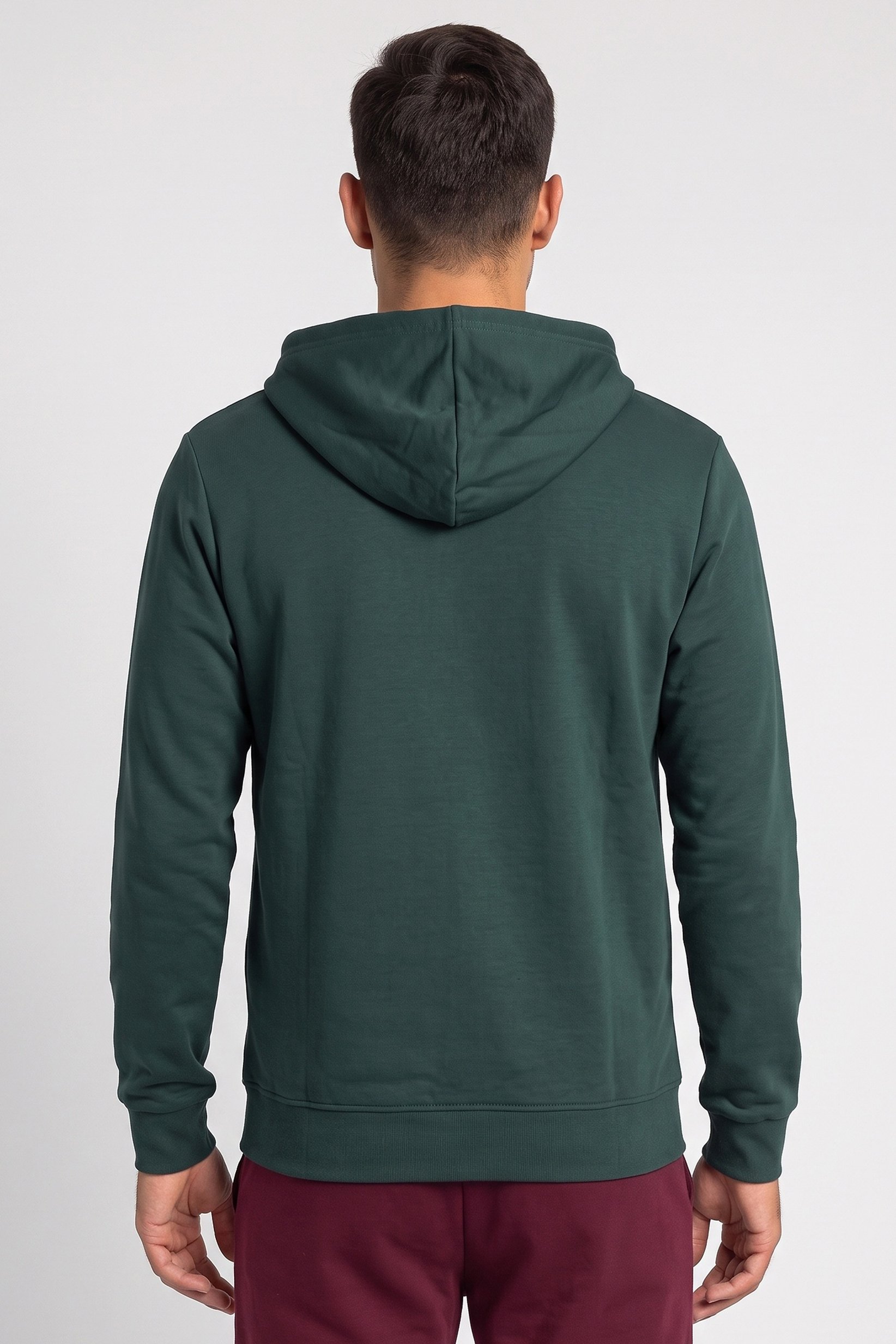Men Sportswear Fit Long Sleeve Outdoor Hoodie, Dark Green