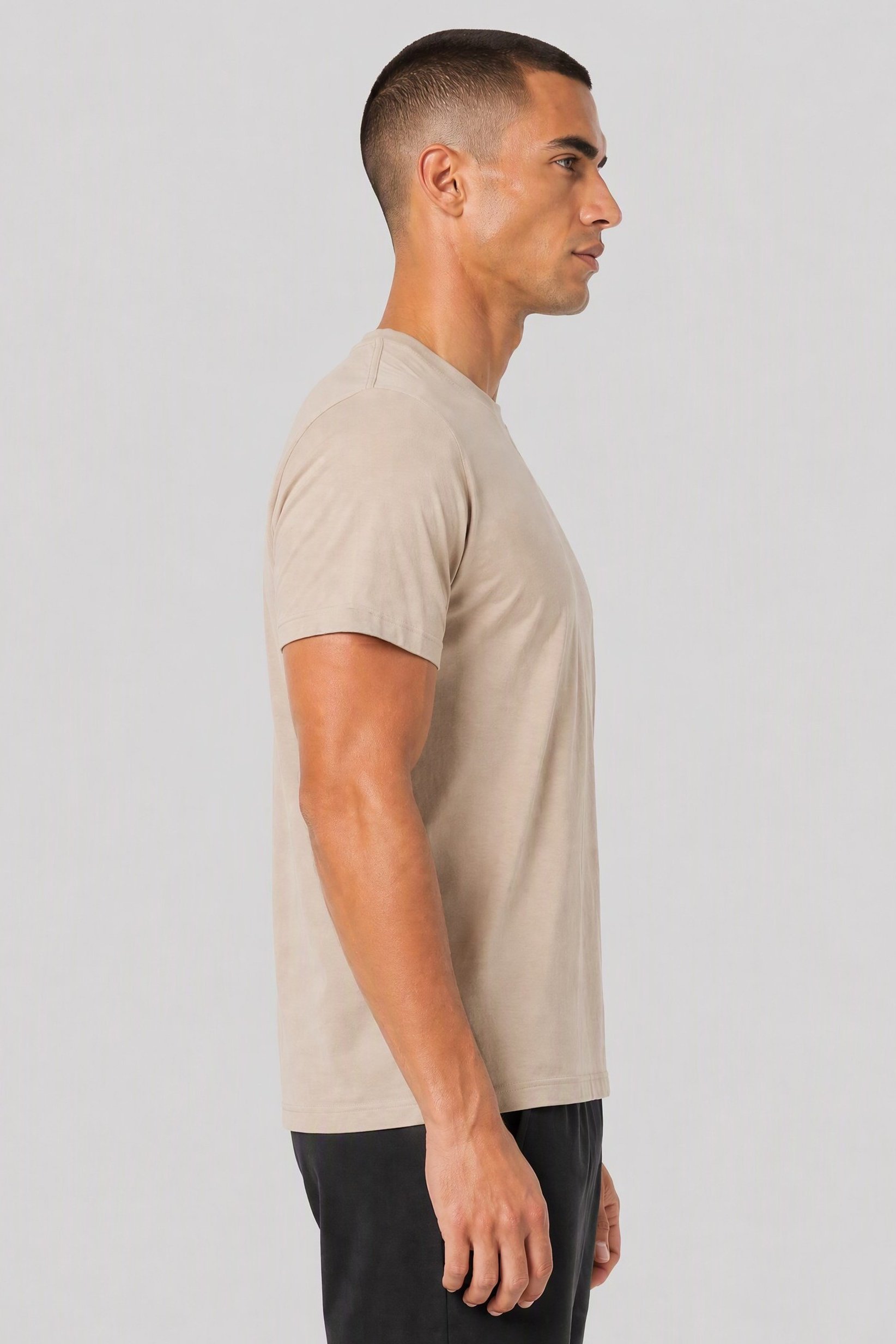 Men Sportswear Fit Short Sleeve Outdoor T-Shirt, Beige
