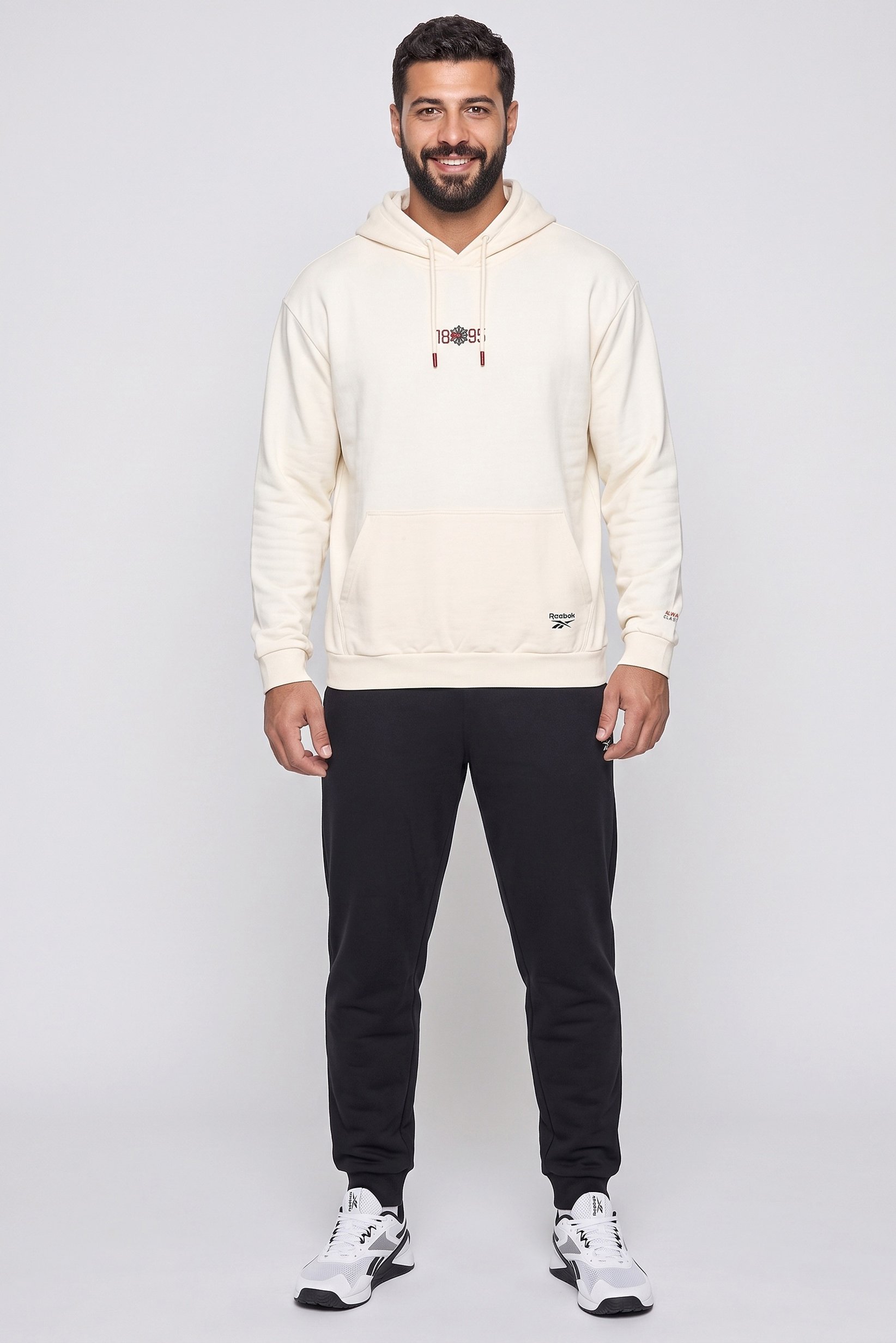 Men Sportswear Fit Long Sleeve Outdoor Hoodie, Light Beige