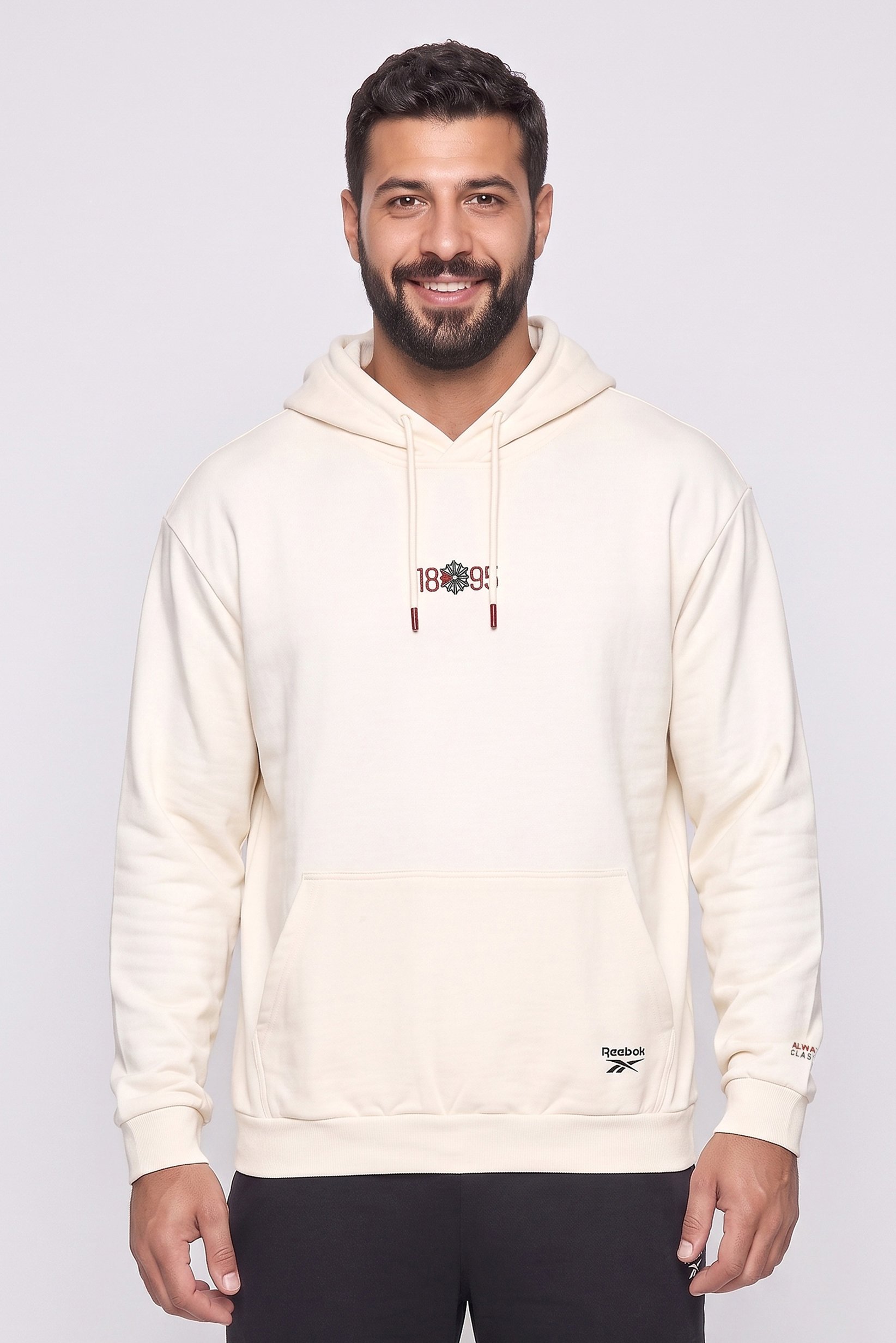 Men Sportswear Fit Long Sleeve Outdoor Hoodie, Light Beige
