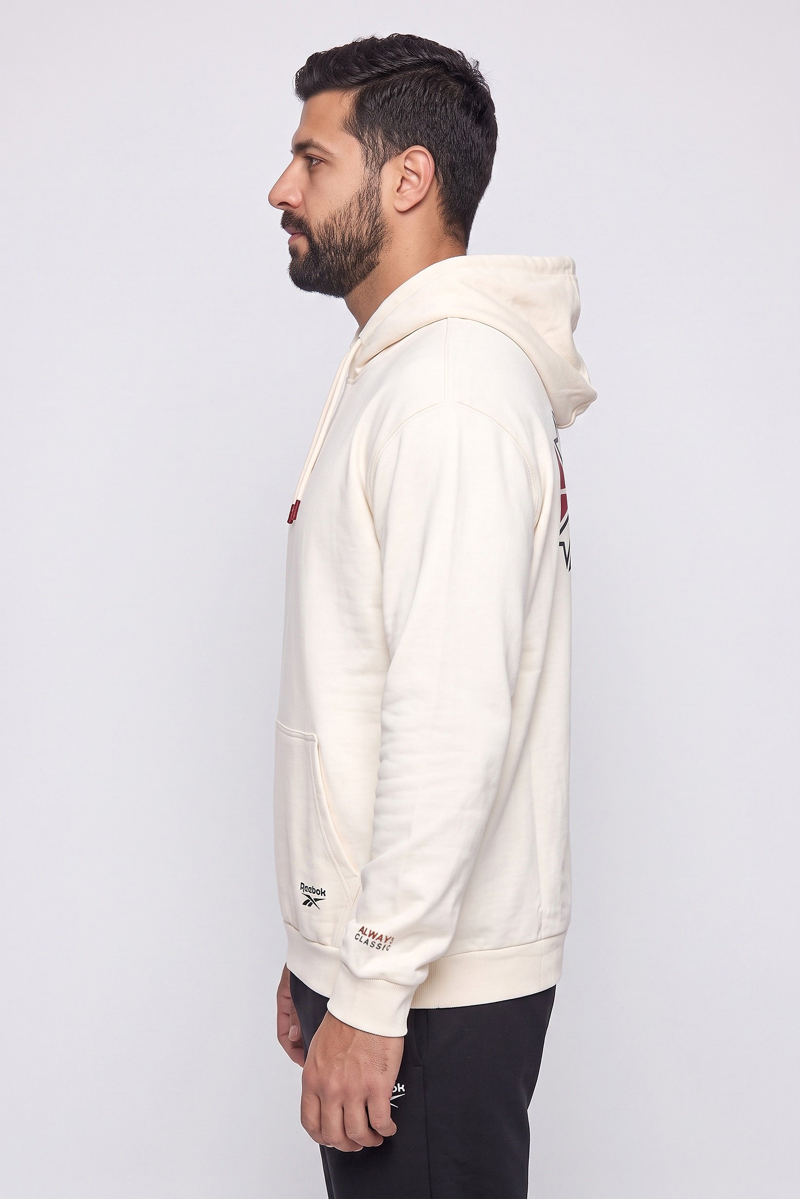 Men Sportswear Fit Long Sleeve Outdoor Hoodie, Light Beige