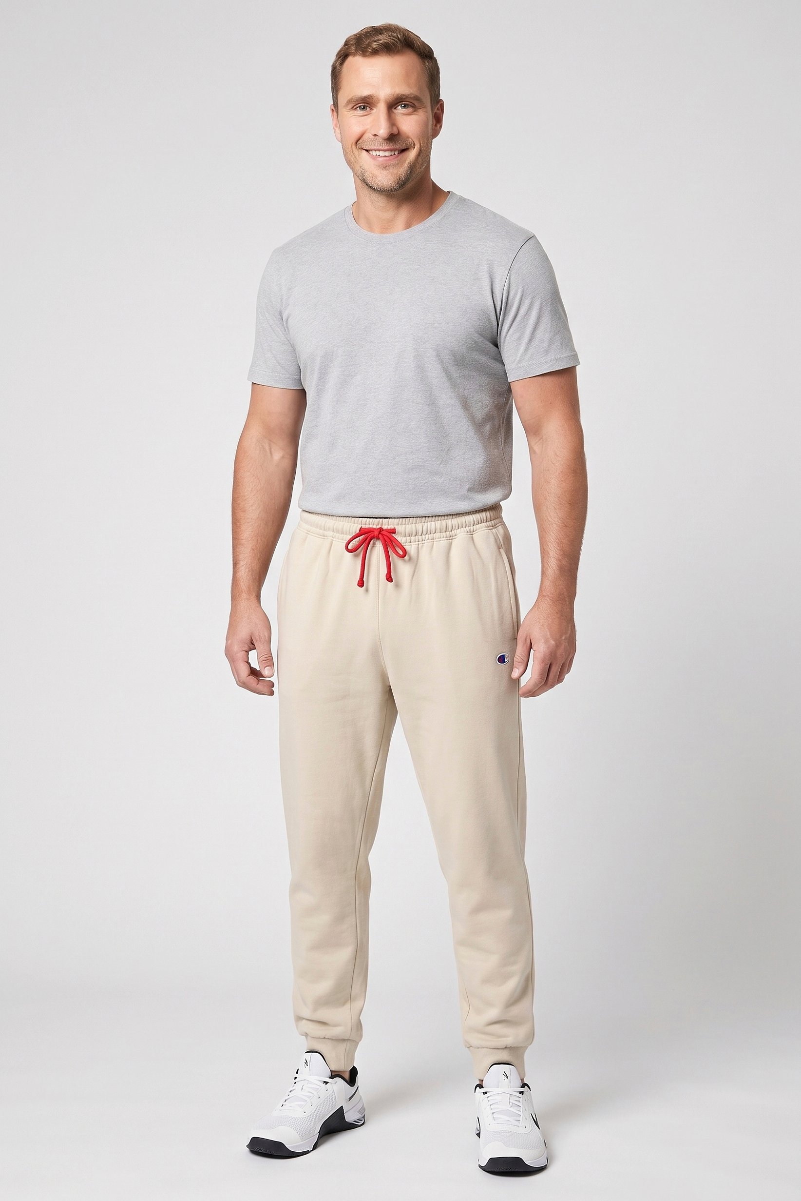 Men Sportswear Fit Outdoor Jogger Pants, Light Beige