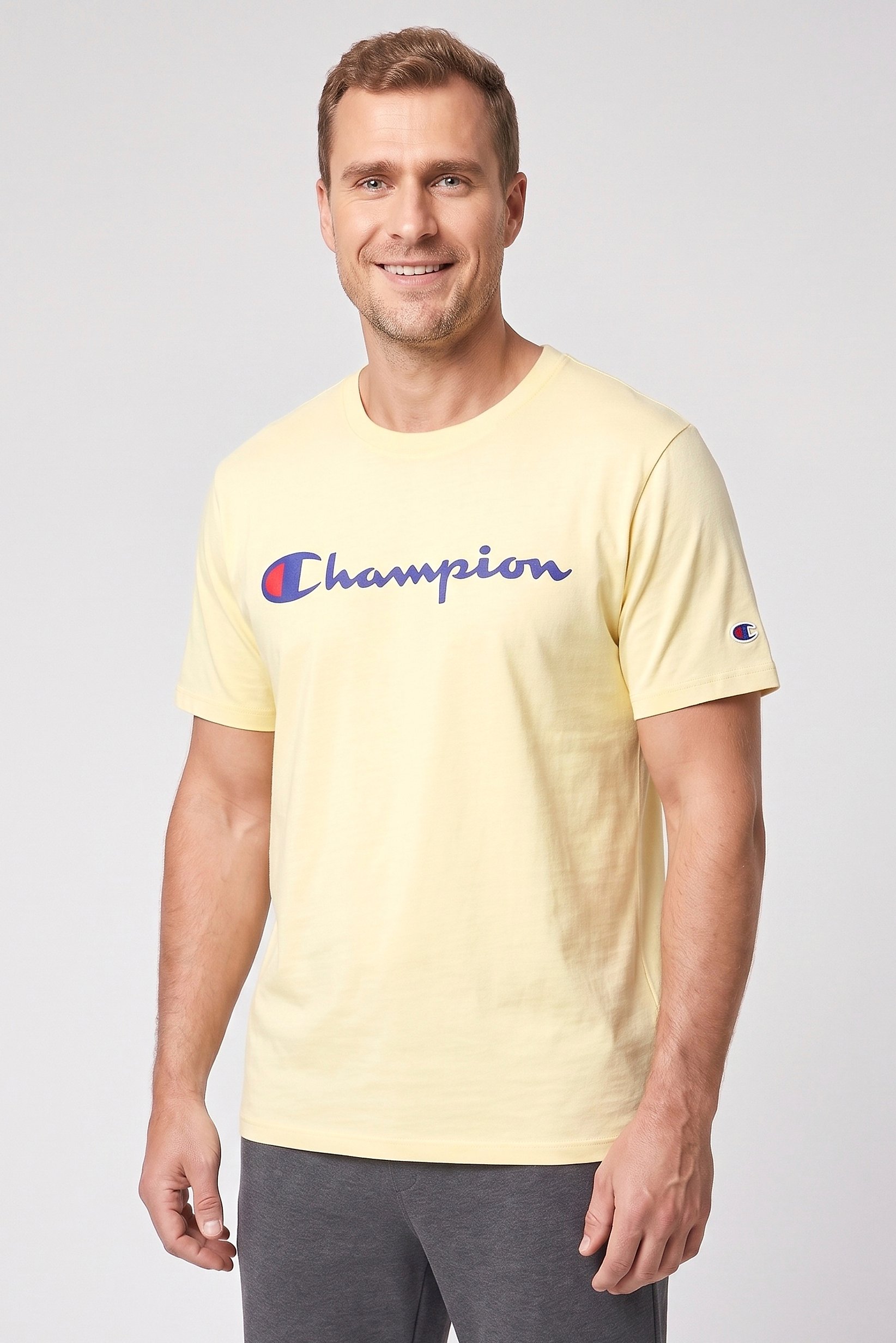 Men Sportswear Fit Short Sleeve Outdoor T-Shirt, Yellow