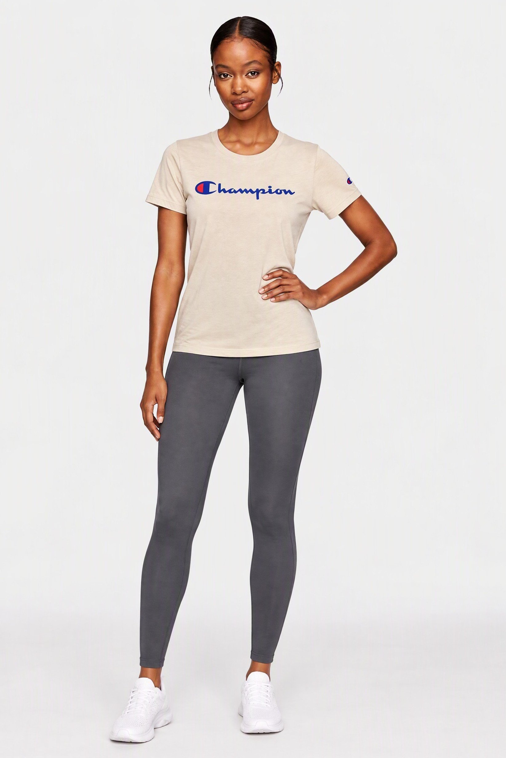 Women Sportswear Fit Short Sleeve Outdoor T-Shirt, Beige