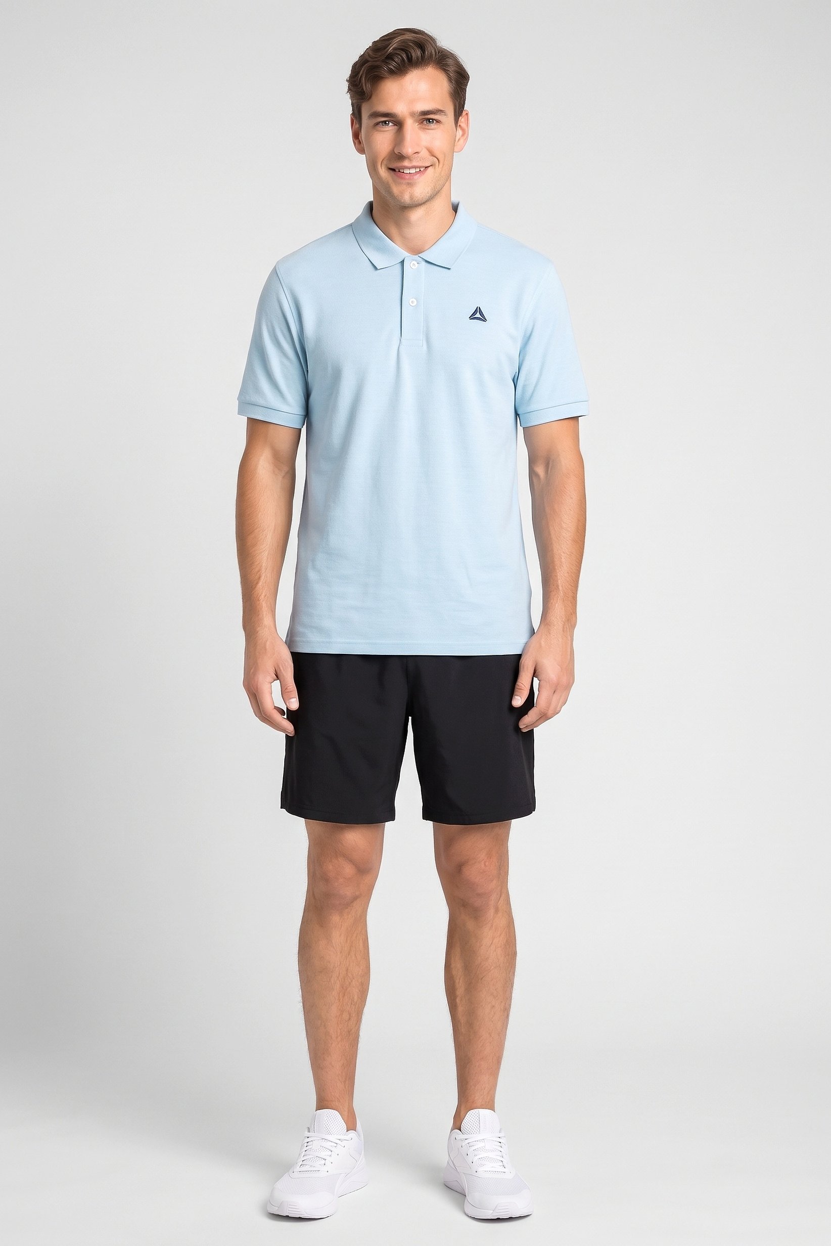 Men Sportswear Fit Short Sleeve Outdoor Polo Shirt, Sky Blue