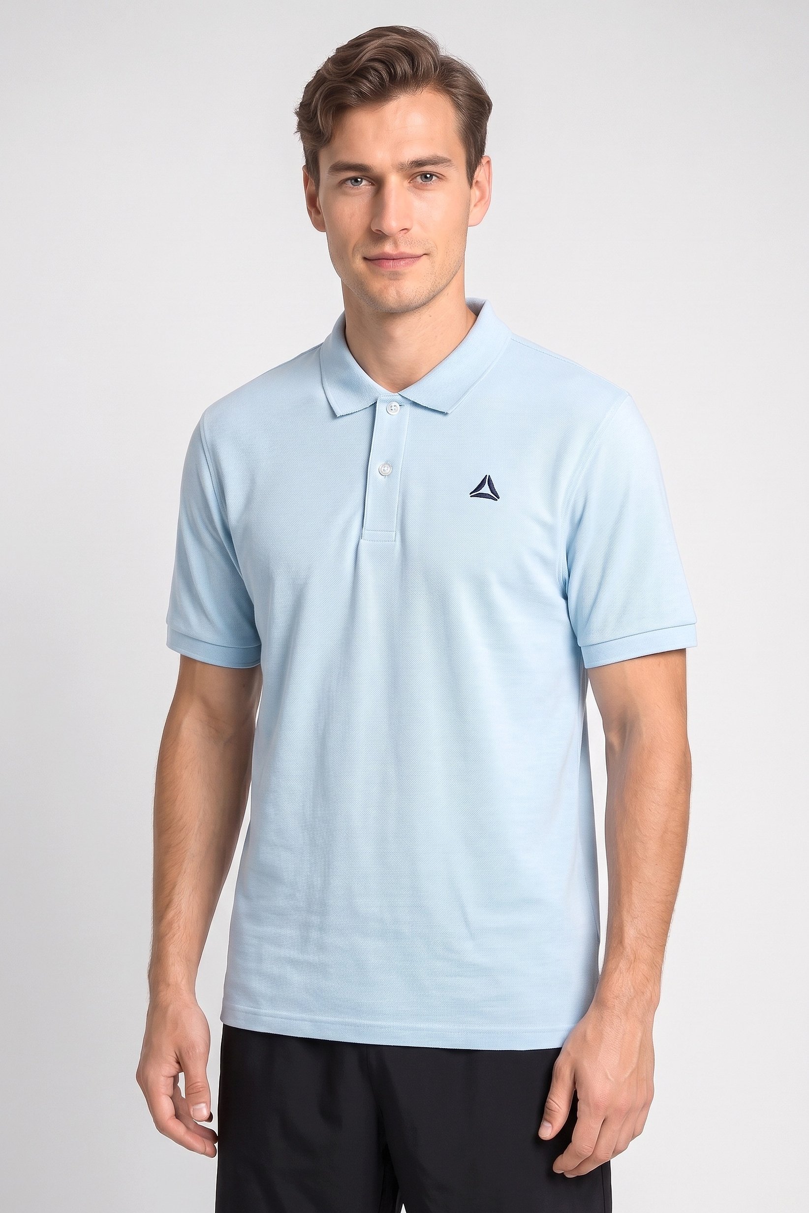 Men Sportswear Fit Short Sleeve Outdoor Polo Shirt, Sky Blue