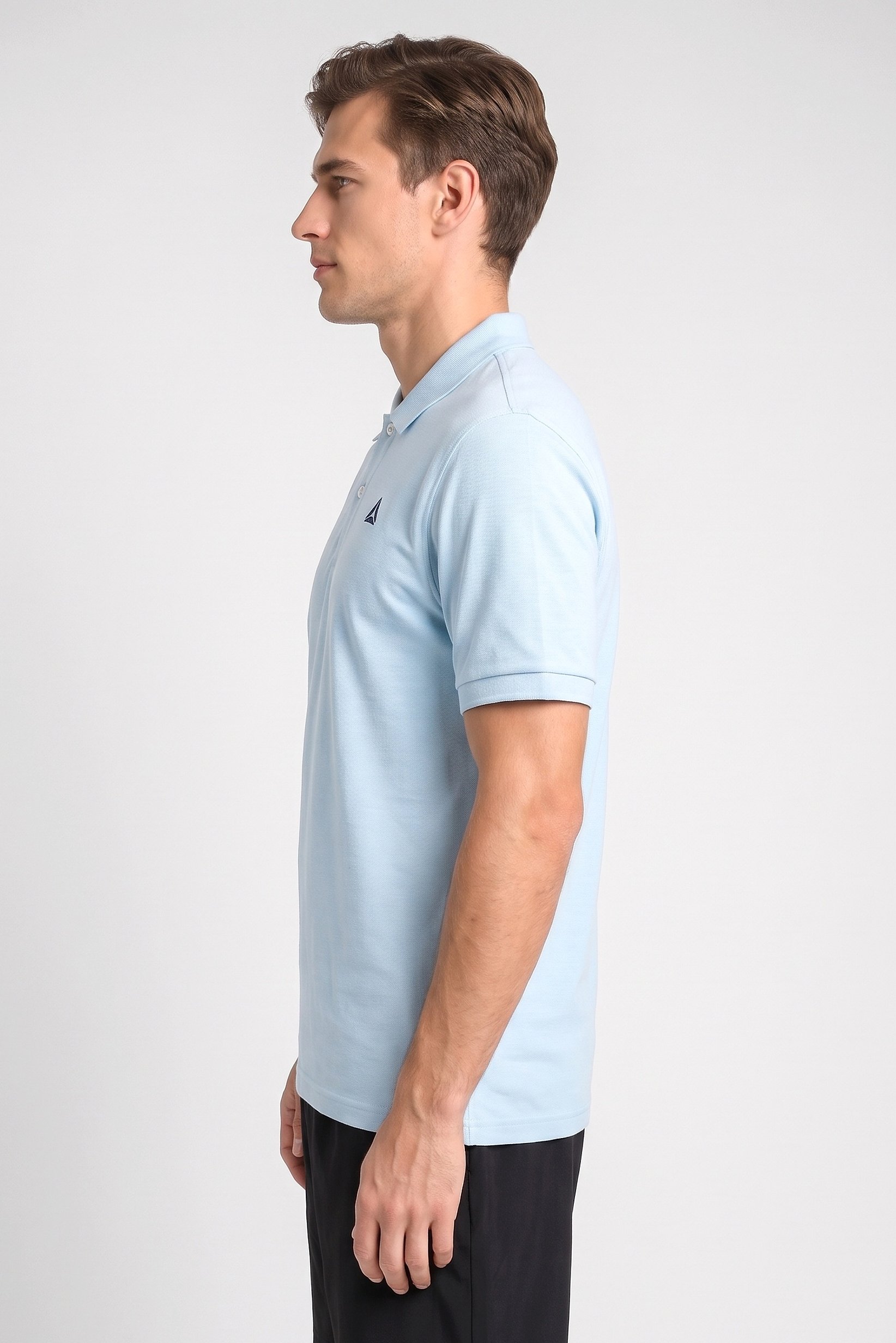 Men Sportswear Fit Short Sleeve Outdoor Polo Shirt, Sky Blue