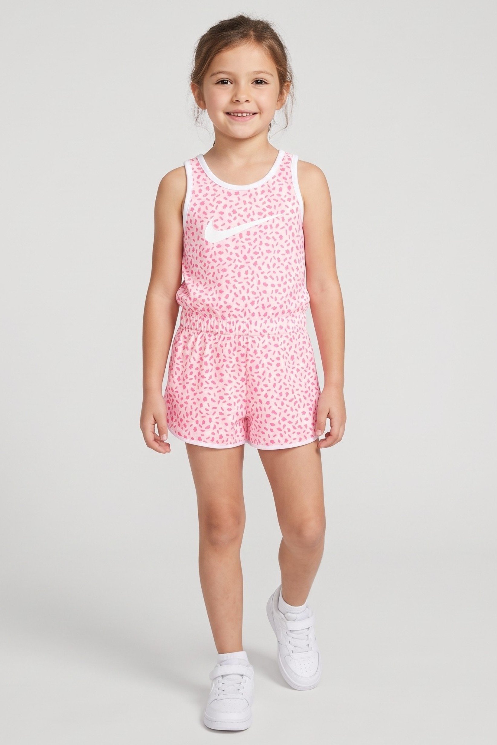Toddlers Girl Allover Print Sleeveless Outdoor Romper, Multicolor