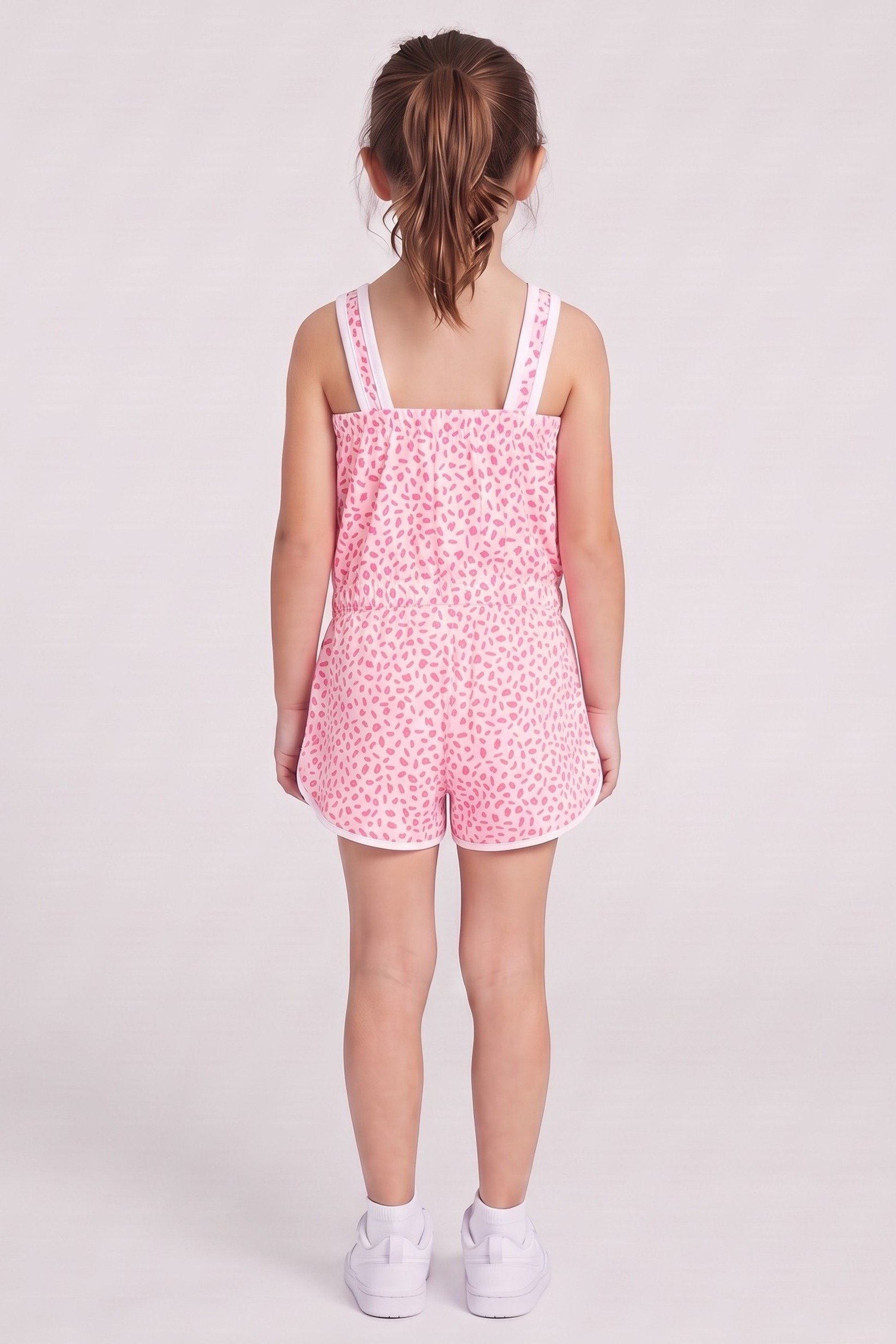 Toddlers Girl Allover Print Sleeveless Outdoor Romper, Multicolor