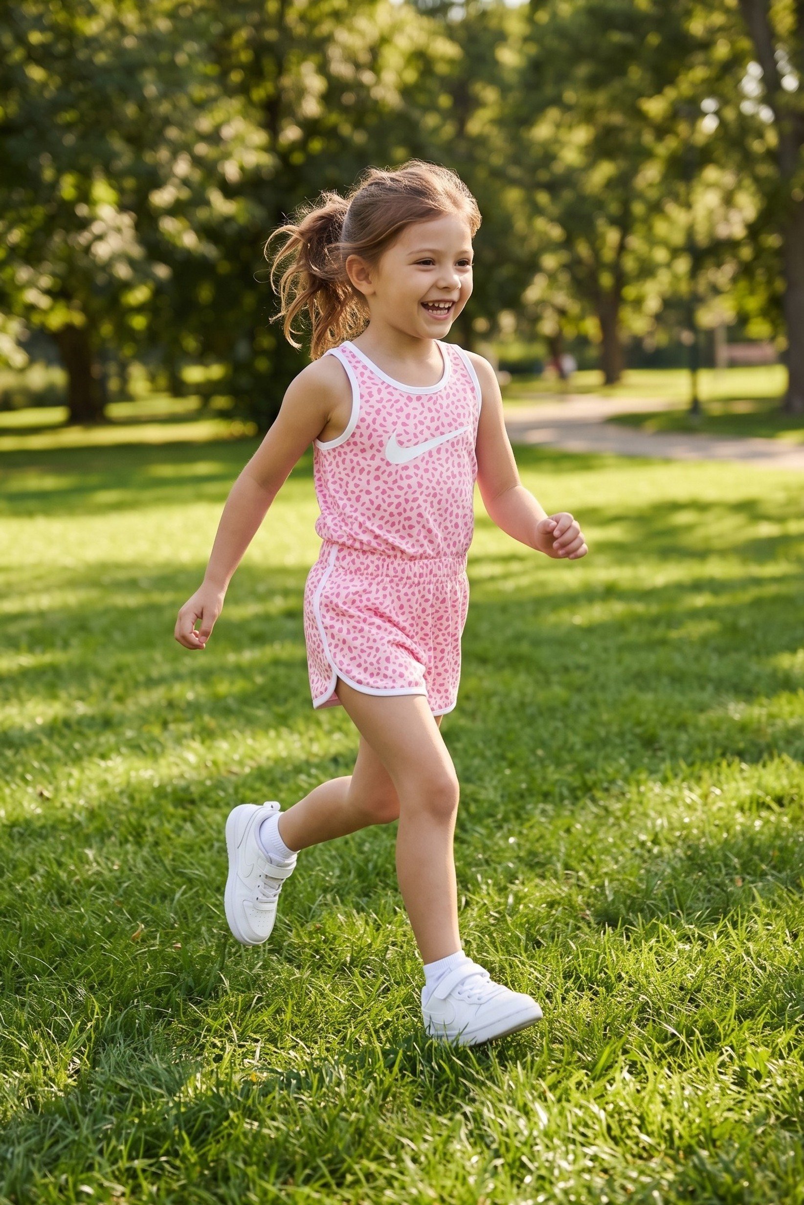 Toddlers Girl Allover Print Sleeveless Outdoor Romper, Multicolor