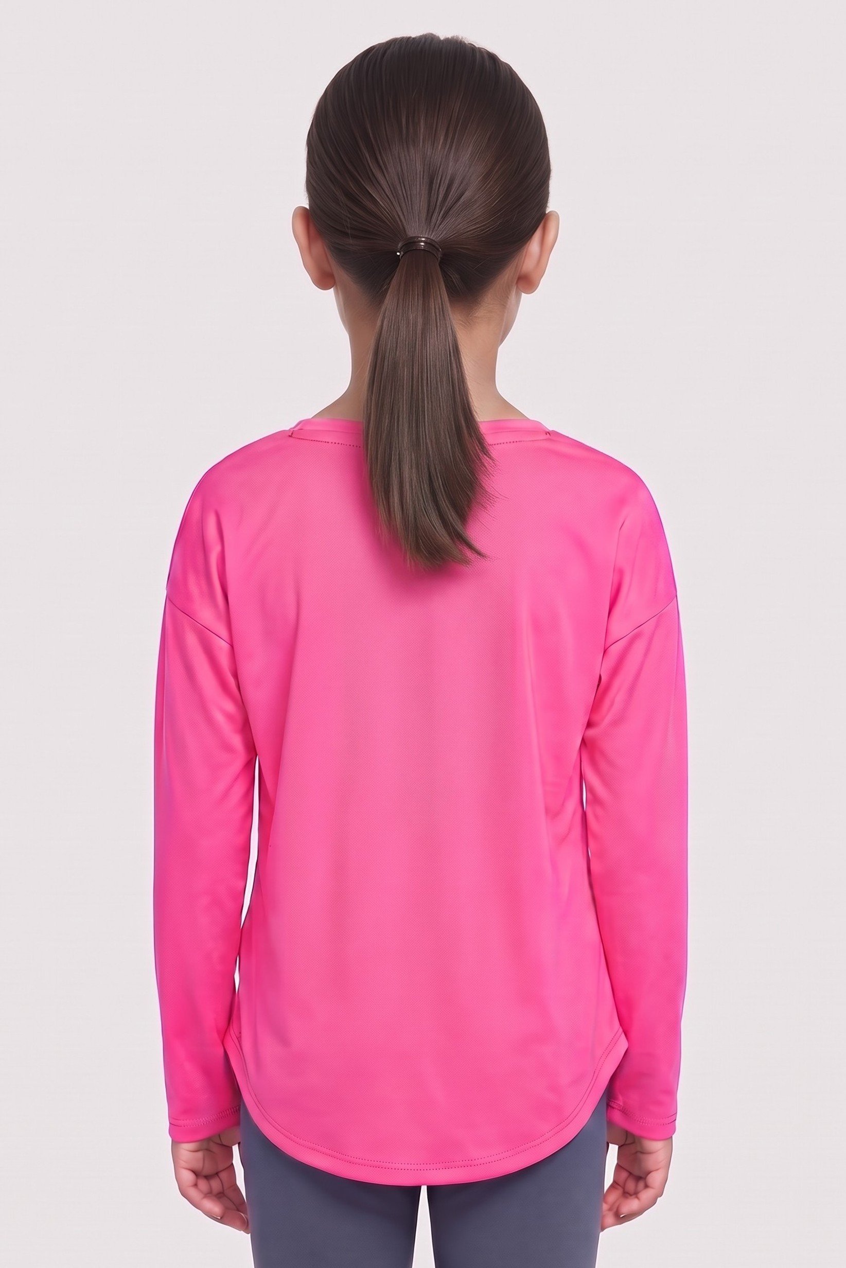 Kids Girl Dri Fit Long Sleeve Training T-Shirt, Dark Pink