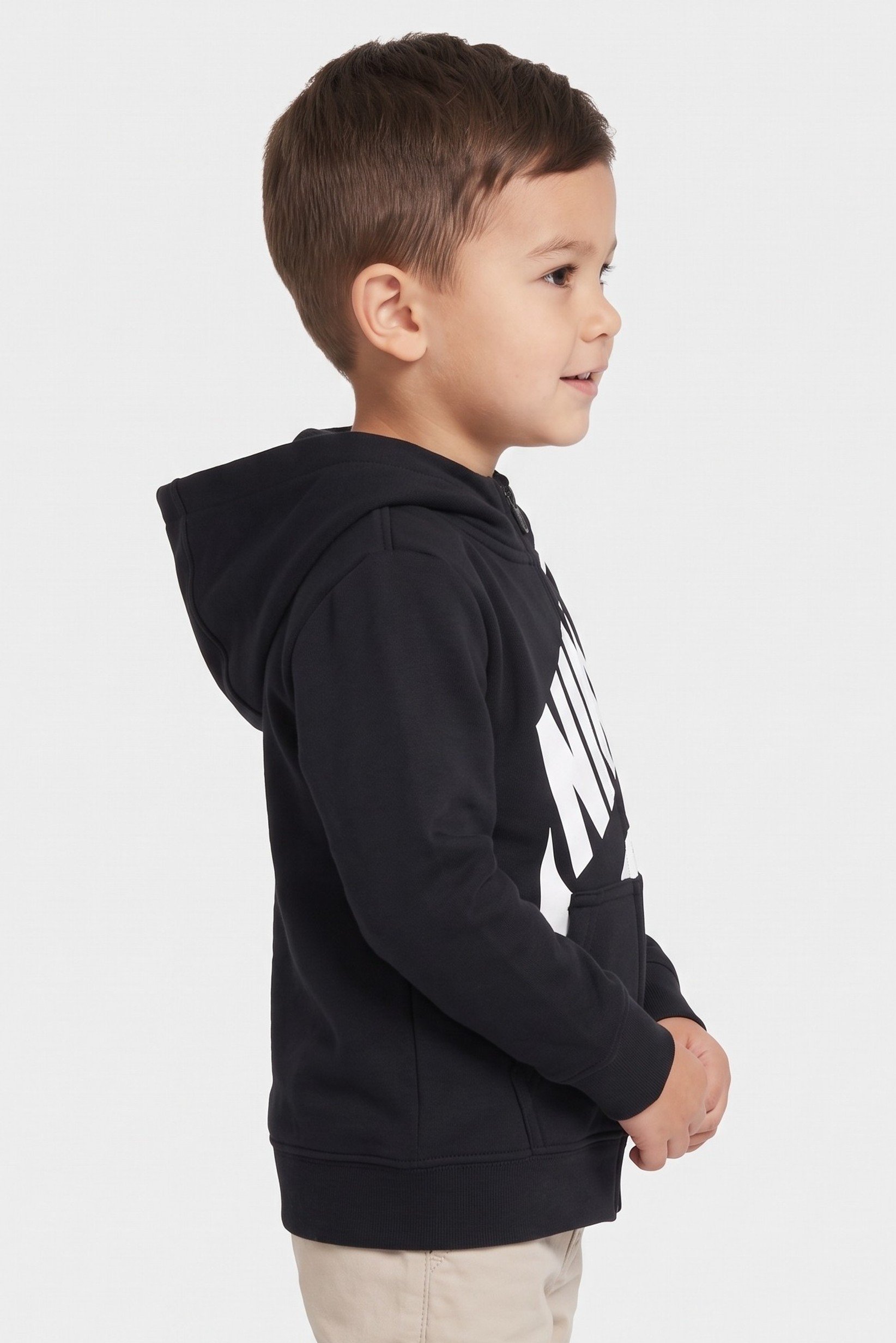 Toddlers Boy Brand Logo Long Sleeve Hoodie, Black
