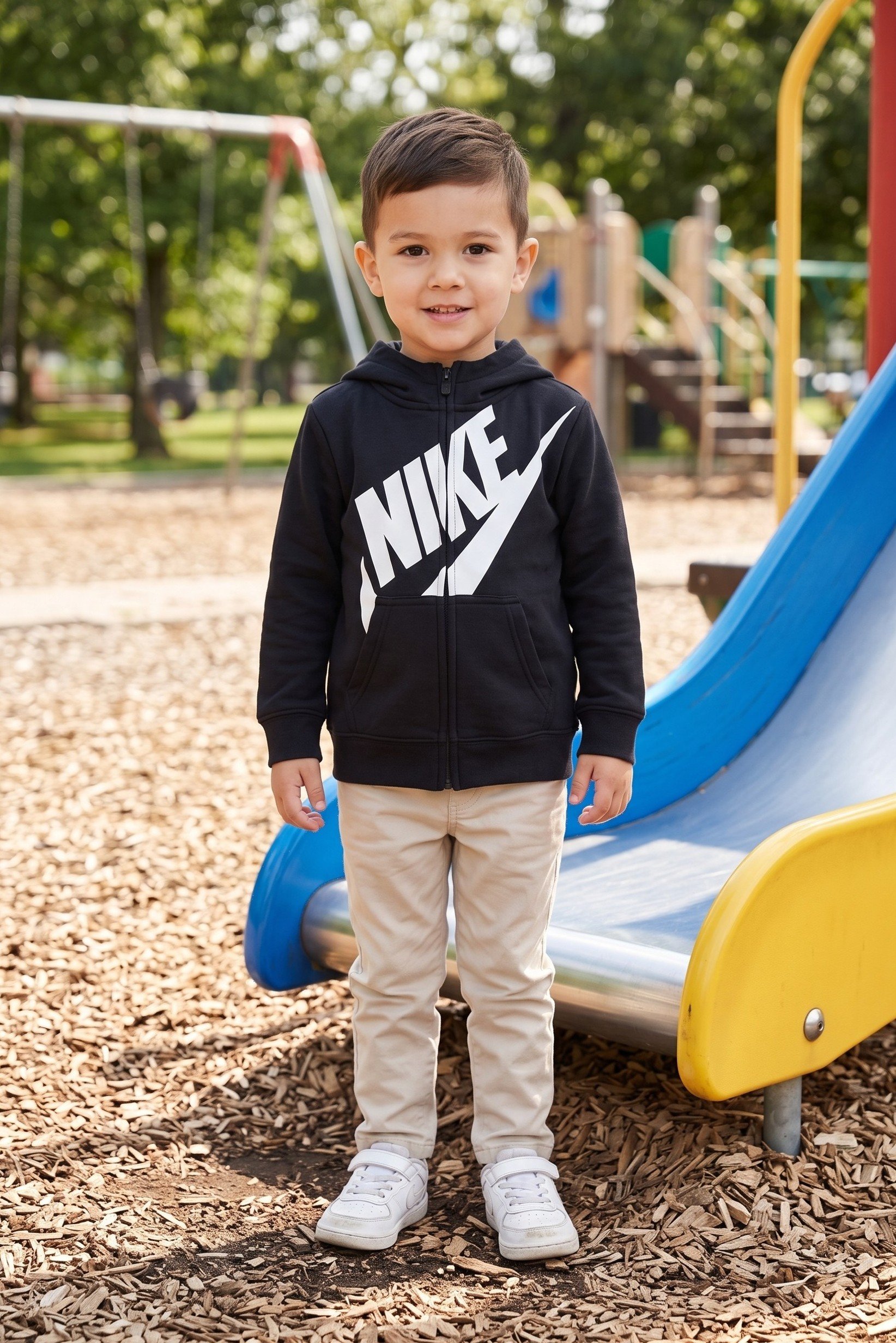 Toddlers Boy Brand Logo Long Sleeve Hoodie, Black