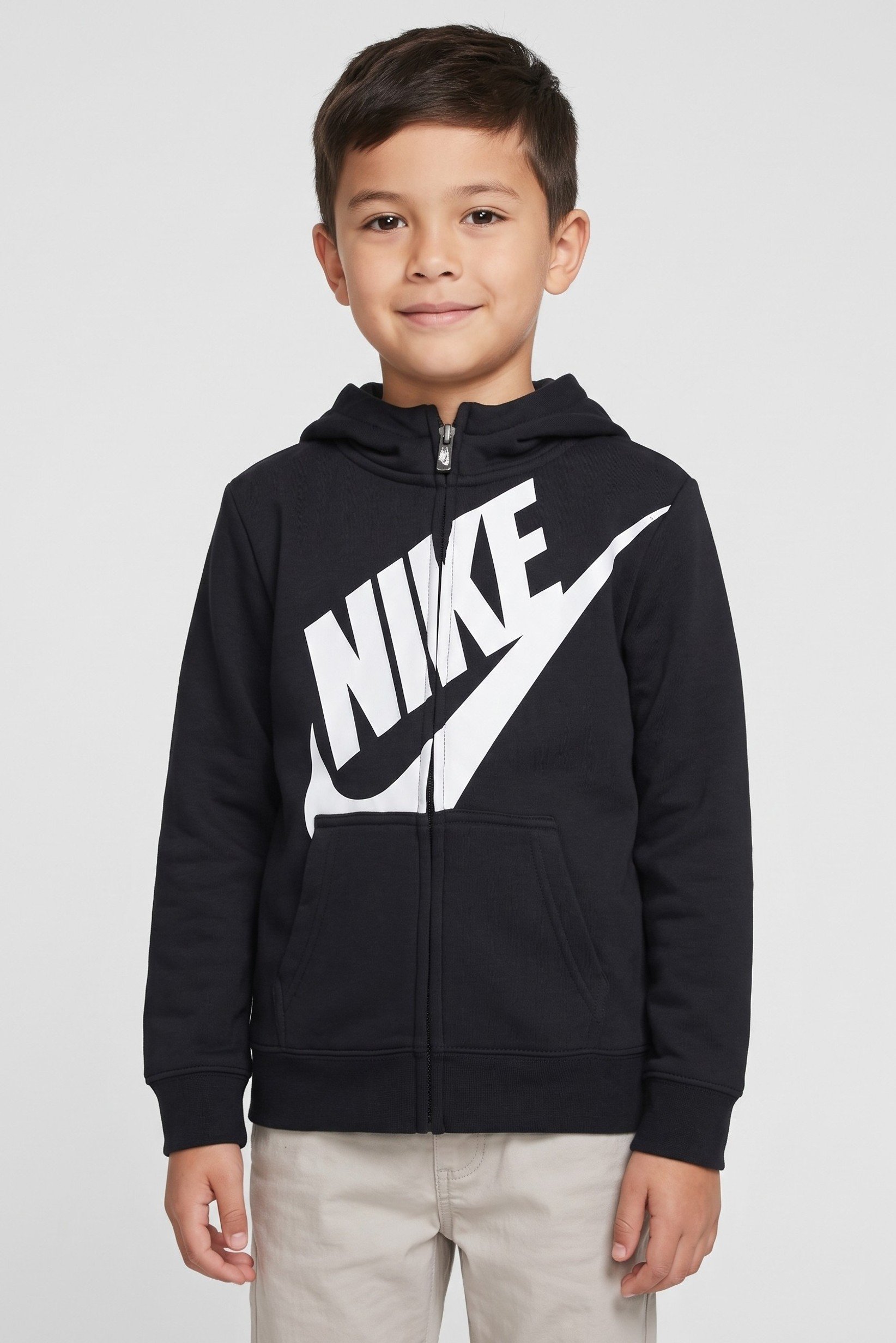 Kids Boy Sportswear Fit Long Sleeve Hoodie, Black
