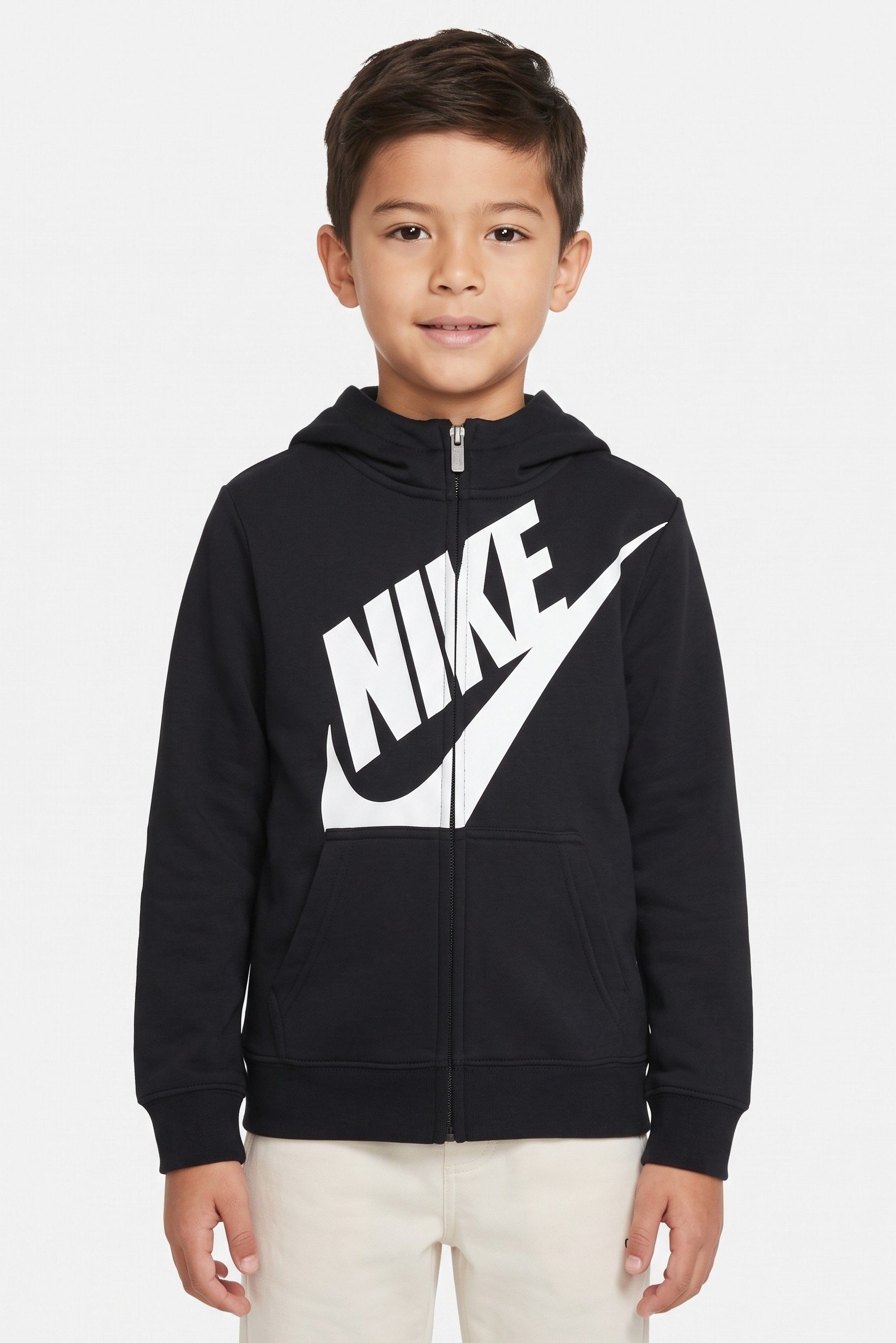 Kids Boy Sportswear Fit Long Sleeve Outdoor Hoodie, Black