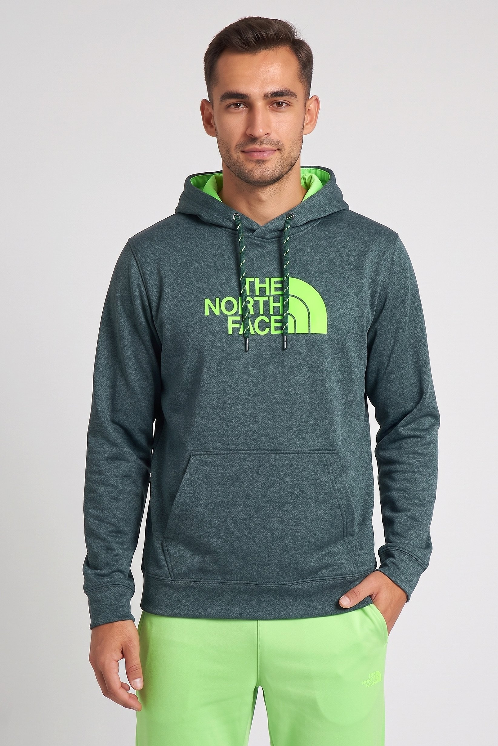 Men Sportswear Fit Long Sleeve Outdoor Hoodie, Teal Green