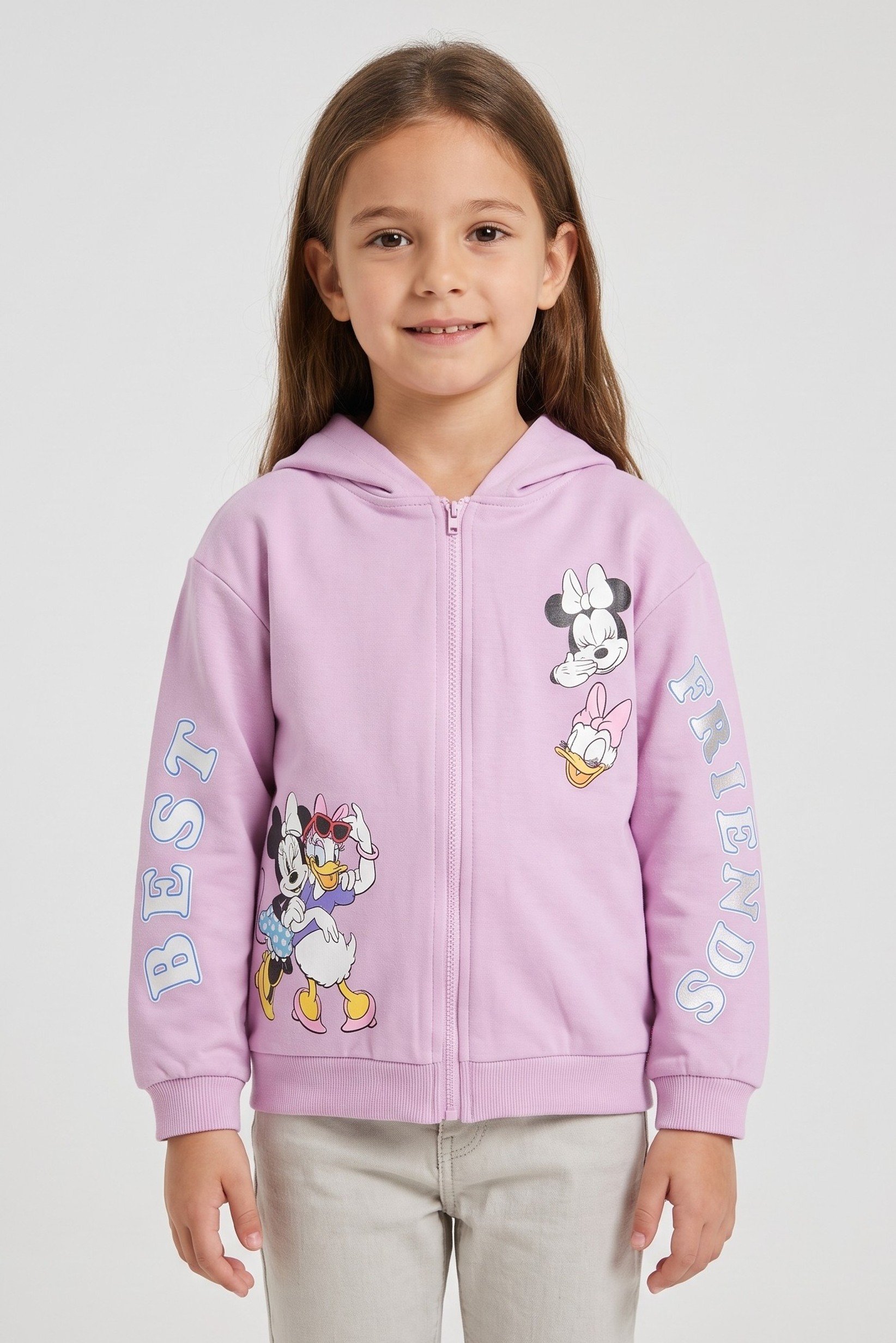 Mickey And Friends Kids Girl Graphic Print Long Sleeve Hoodie, Purple