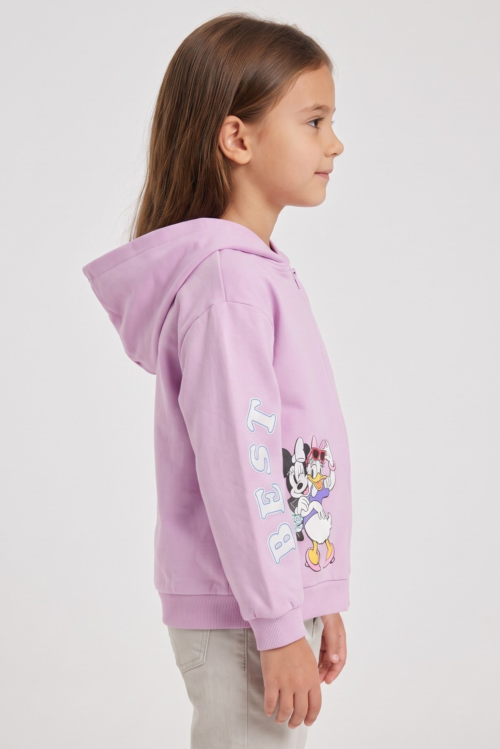 Mickey And Friends Kids Girl Graphic Print Long Sleeve Hoodie, Purple