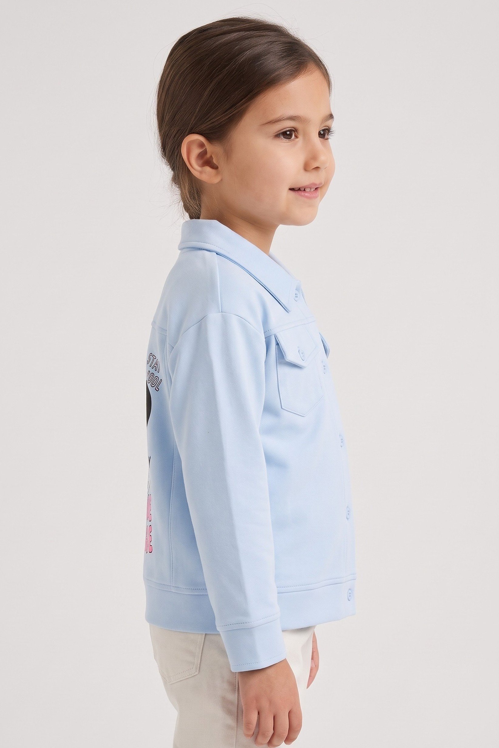 Toddlers Girl Graphic Print Jacket Shirt, Blue
