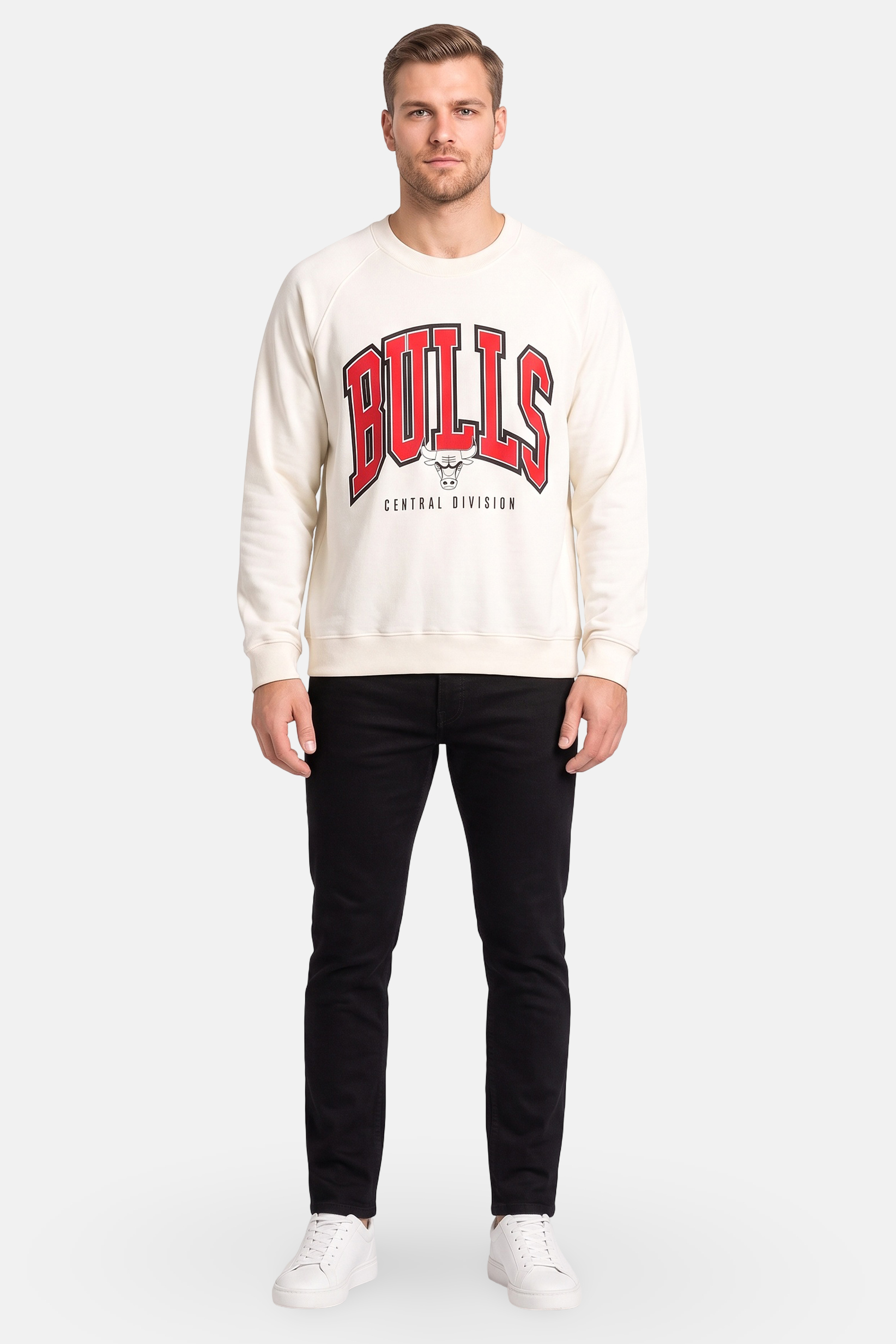 Men Sportswear Fit Long Sleeve Outdoor Sweatshirt, Off White