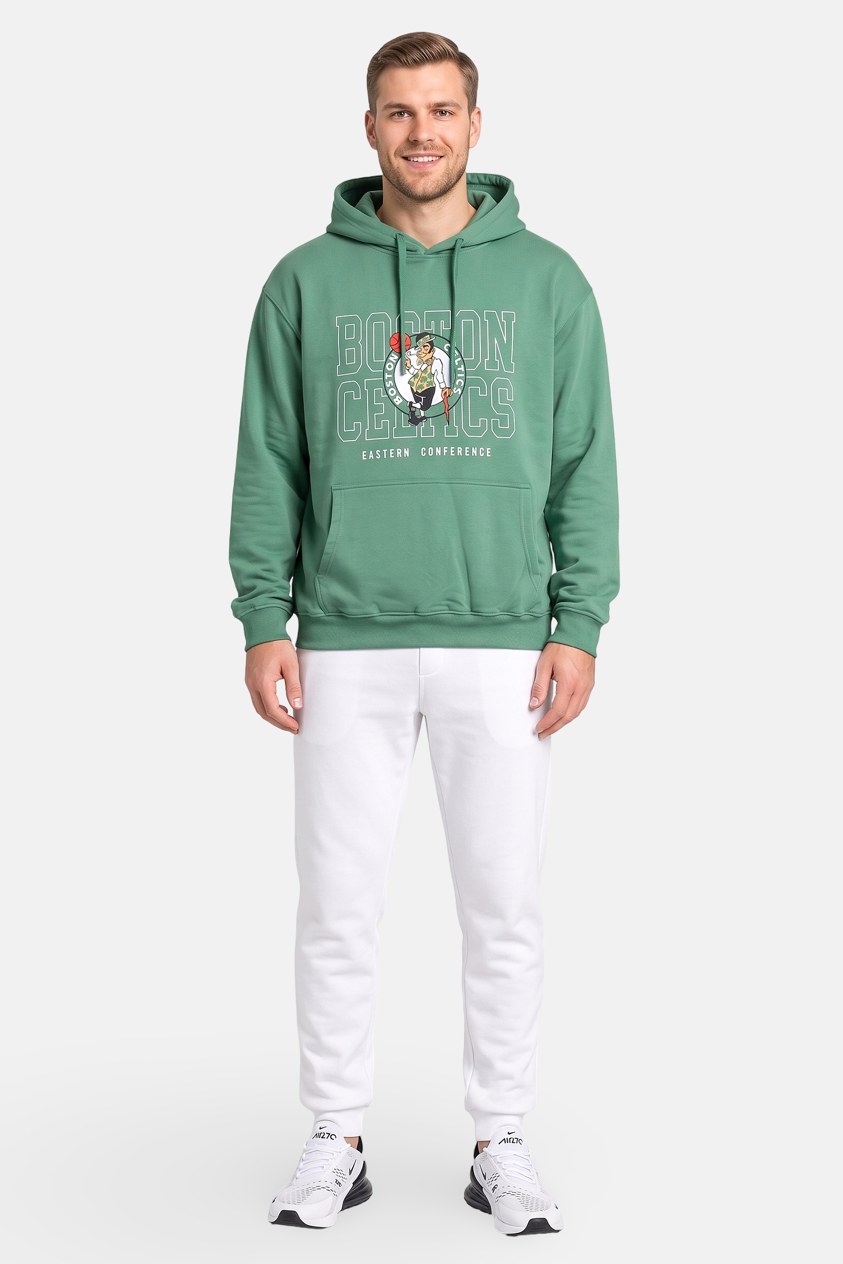 Men Sportswear Fit Long Sleeve Basketball Hoodie, Green