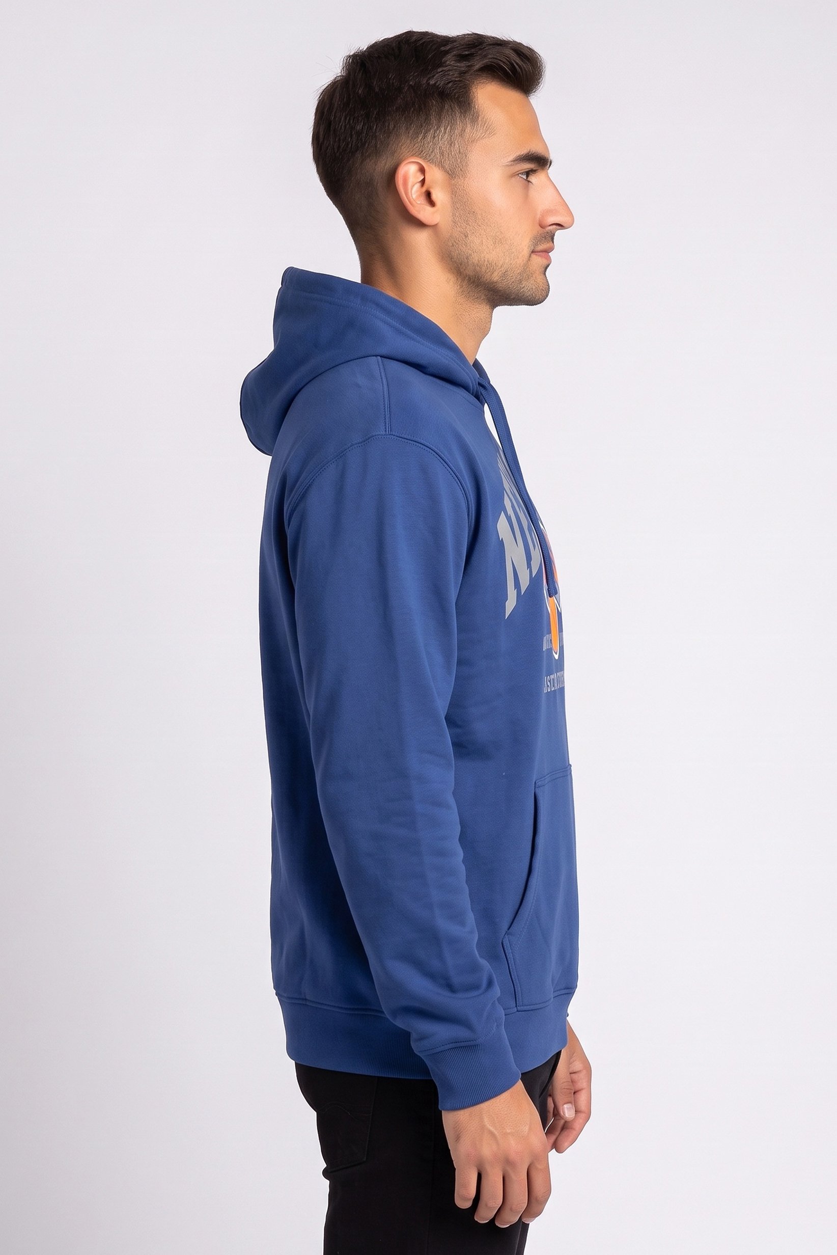 Men Sportswear Fit Long Sleeve Outdoor Hoodie, Navy