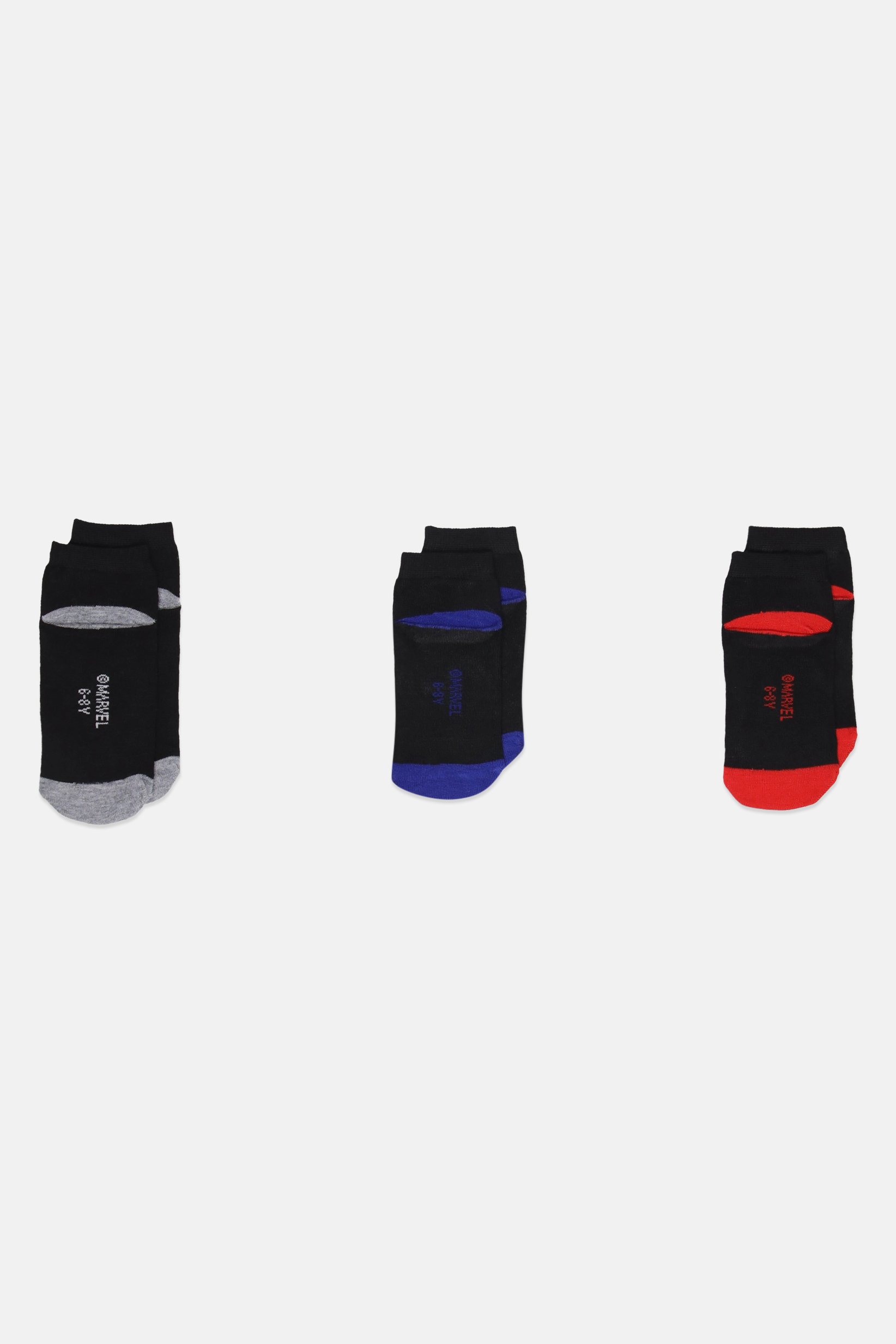 Kids Boy 3 Pair Avengers Graphic Print Socks, Black