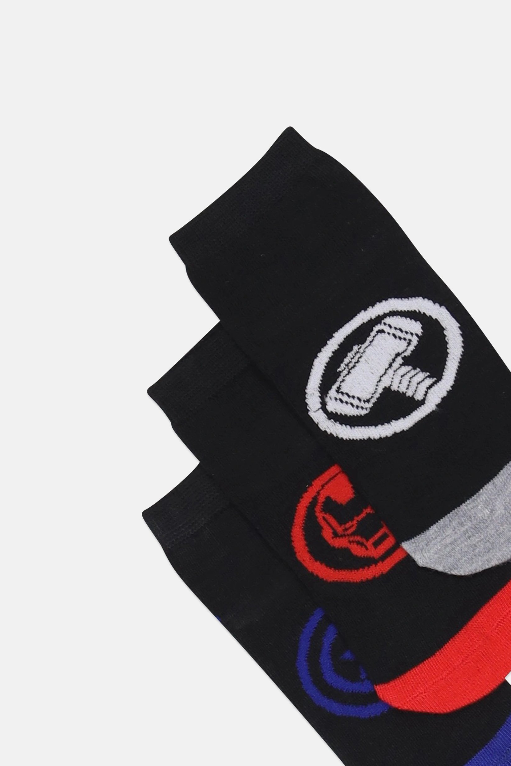 Kids Boy 3 Pair Avengers Graphic Print Socks, Black