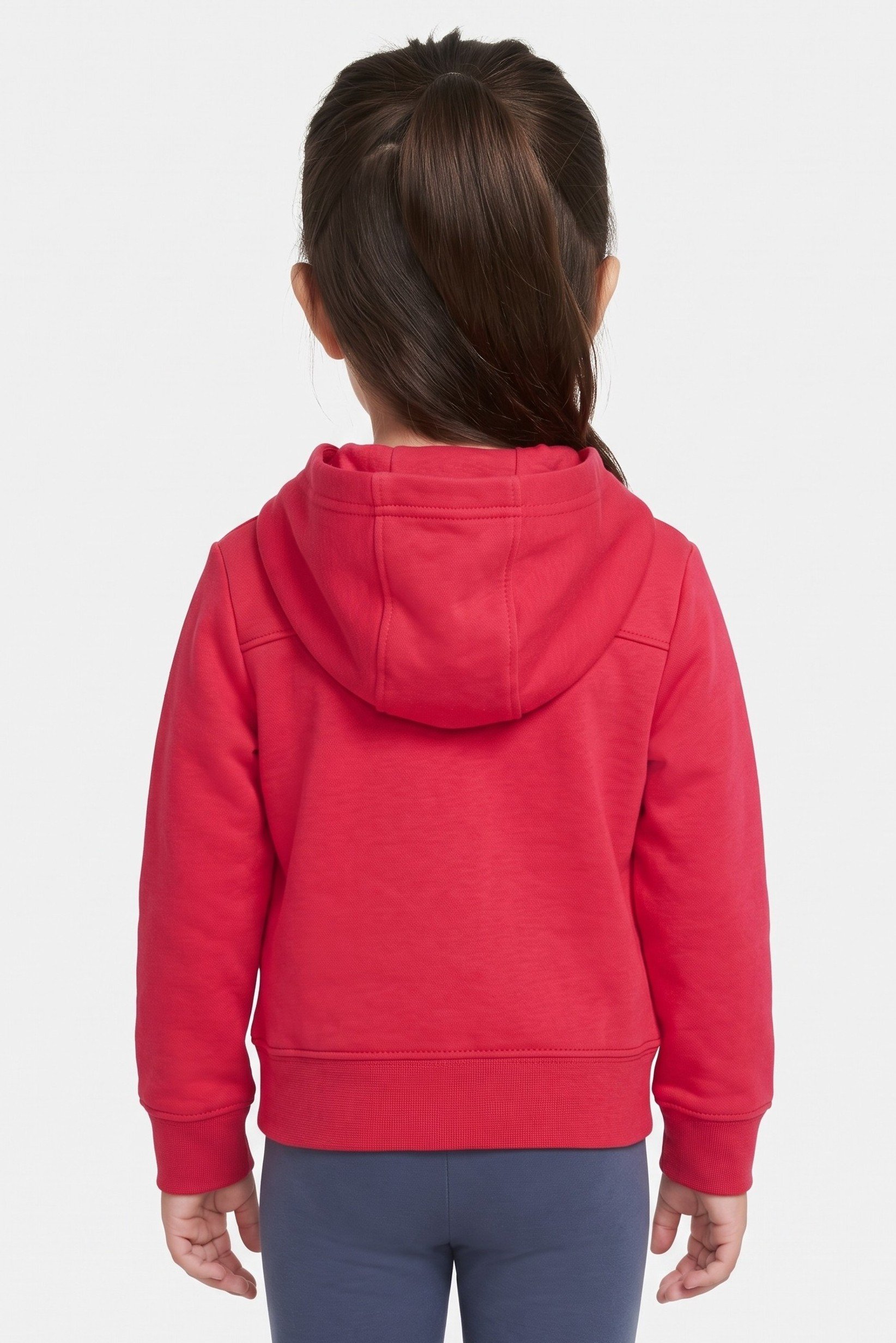 Toddlers Girl Embroidered Logo Long Sleeve Hoodie, Fuchsia