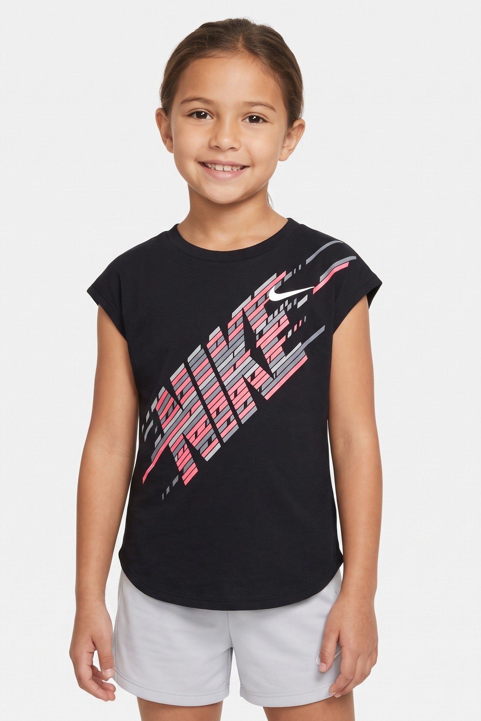 Kids Girl Sportswear Fit Short Sleeve Outdoor Top, Black