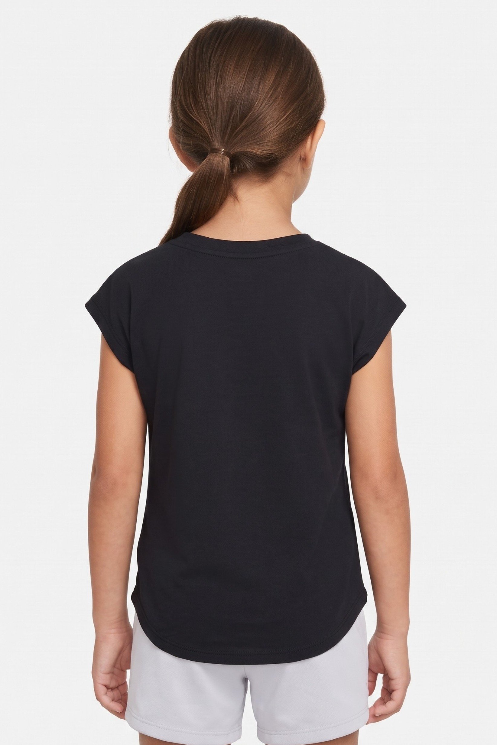 Kids Girl Sportswear Fit Short Sleeve Outdoor Top, Black