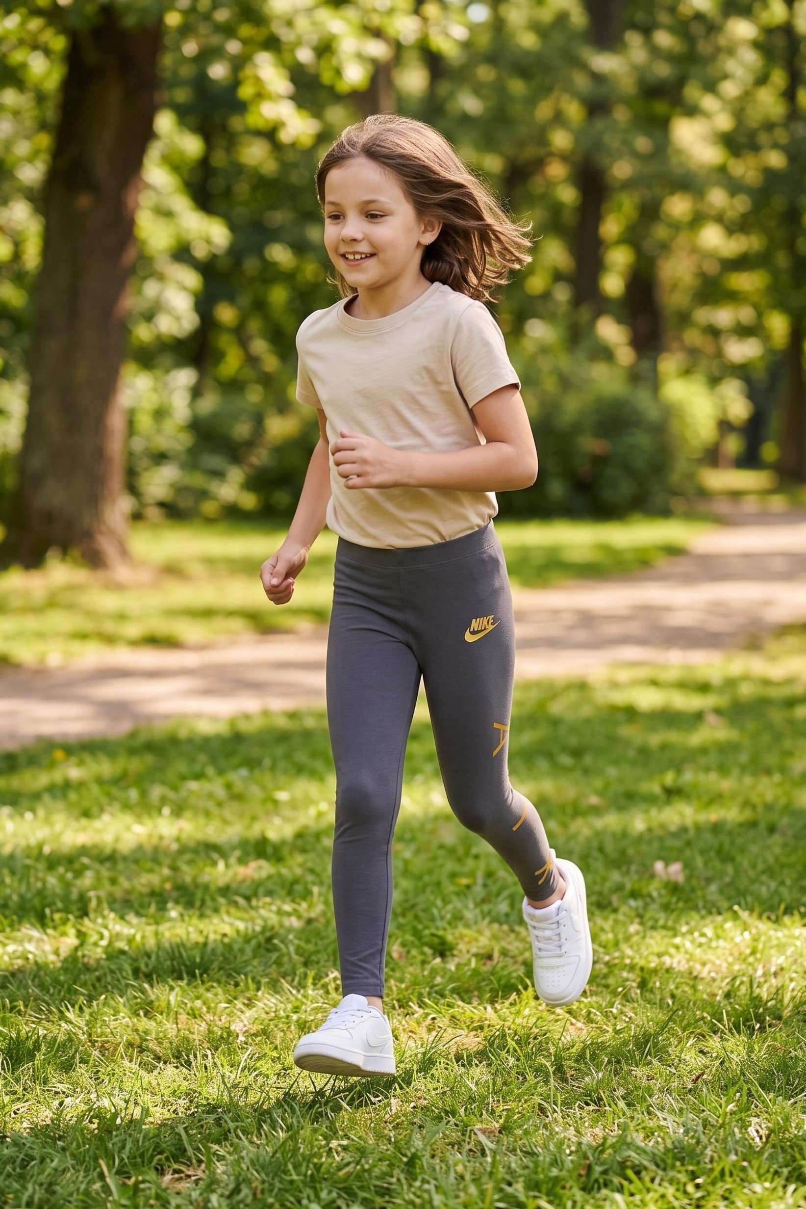 Kids Girl Sportswear Fit Outdoor Legging, Grey