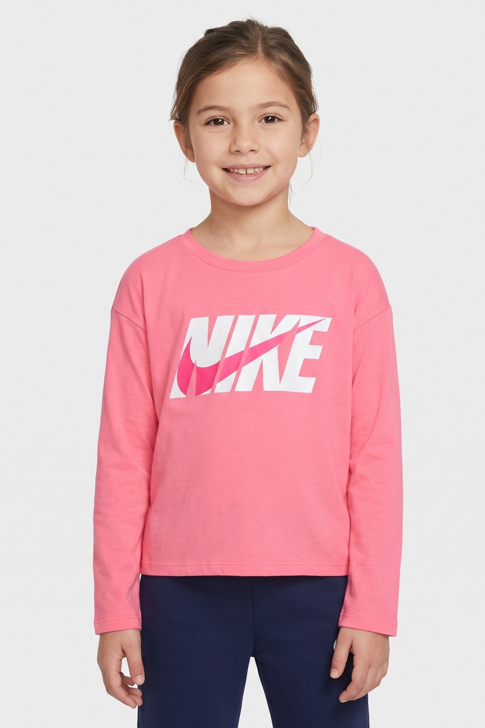 Kids Girl Sportswear Fit Long Sleeve Outdoor Top, Dark Pink
